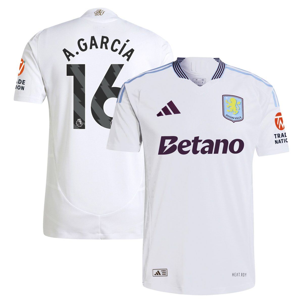 Aston Villa aston villa adidas away authentic shirt 2024-25 with a.garcía 16 printing Collection | AVFC Jerseys & Fan Gear