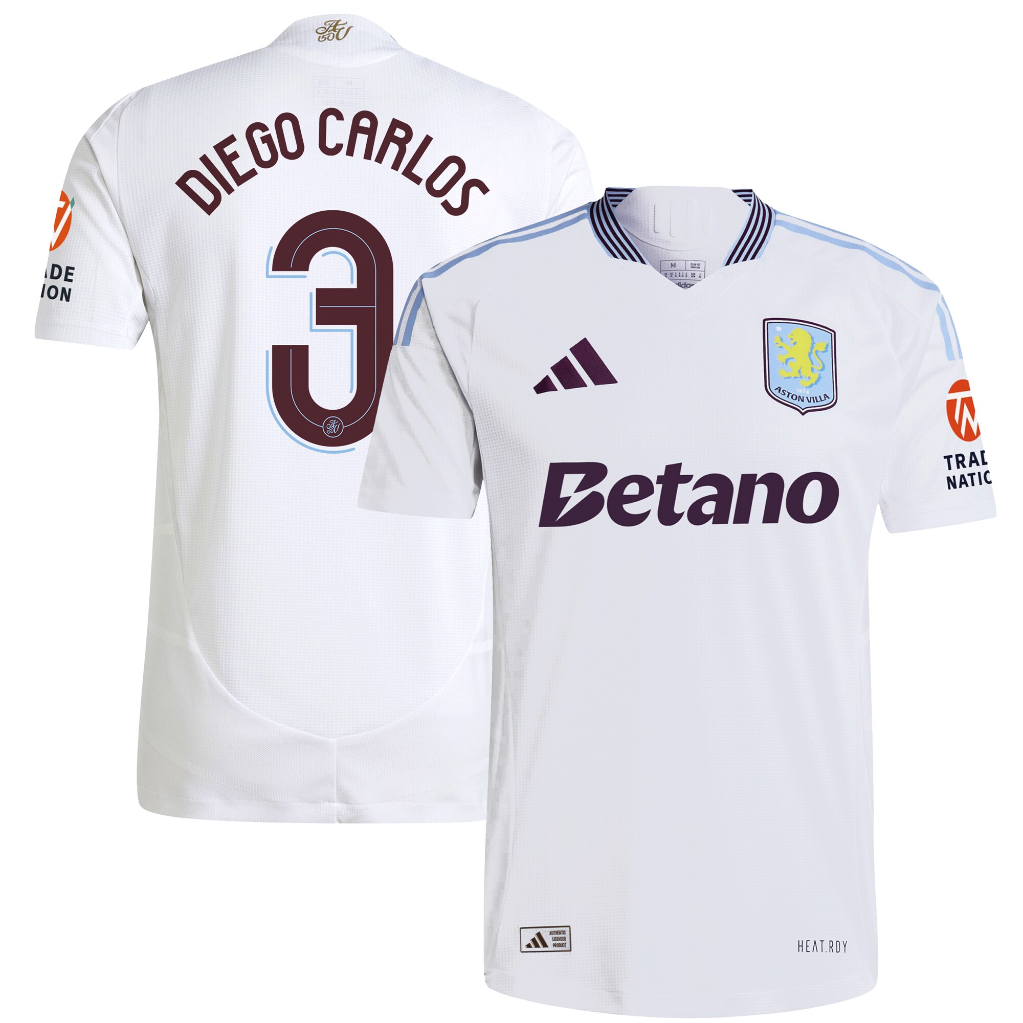 Aston Villa aston villa adidas away authentic shirt 2024-25 with diego carlos 3 cup printing Collection | AVFC Jerseys & Fan Gear