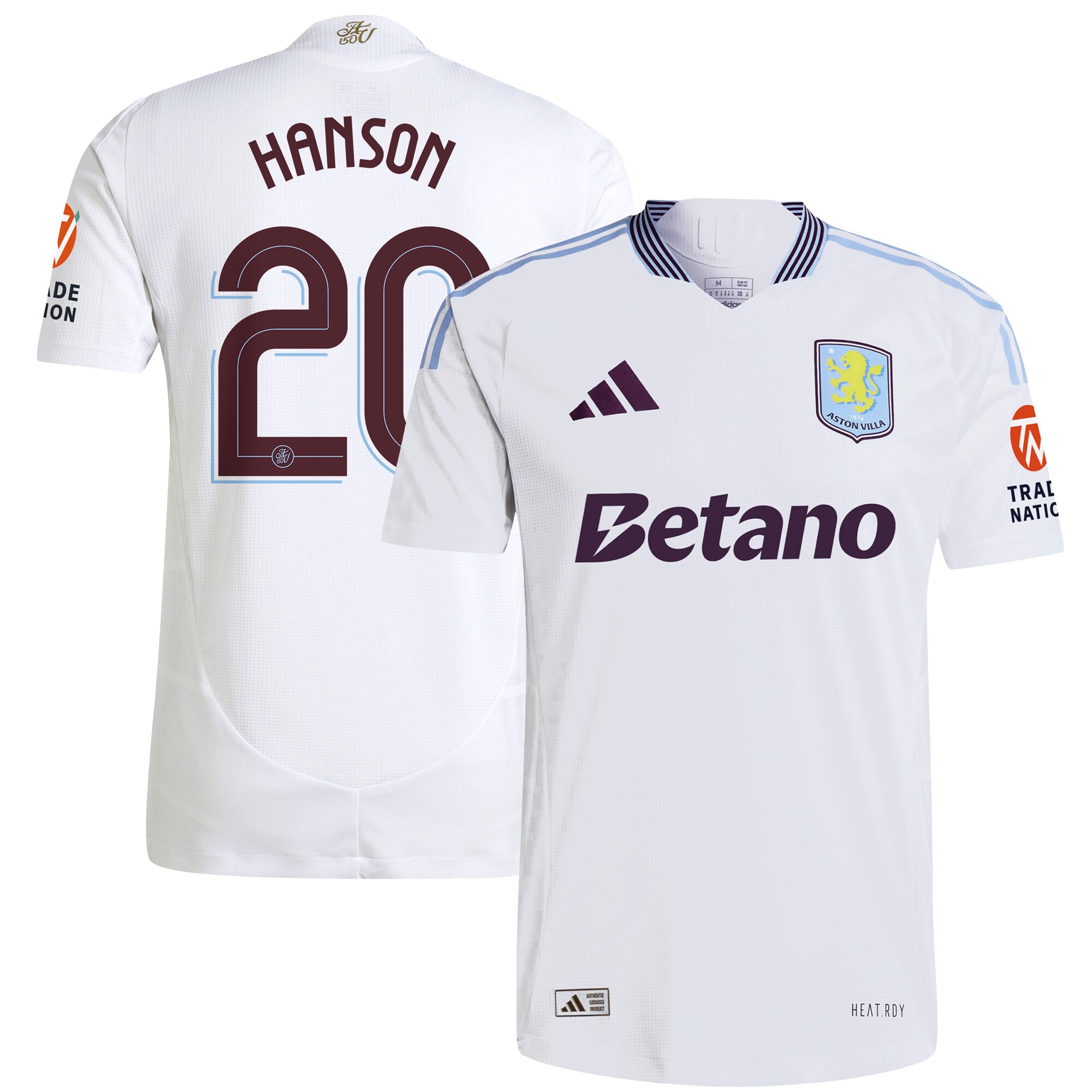 Aston Villa aston villa adidas away authentic shirt 2024-25 with hanson 20 cup printing Collection | AVFC Jerseys & Fan Gear