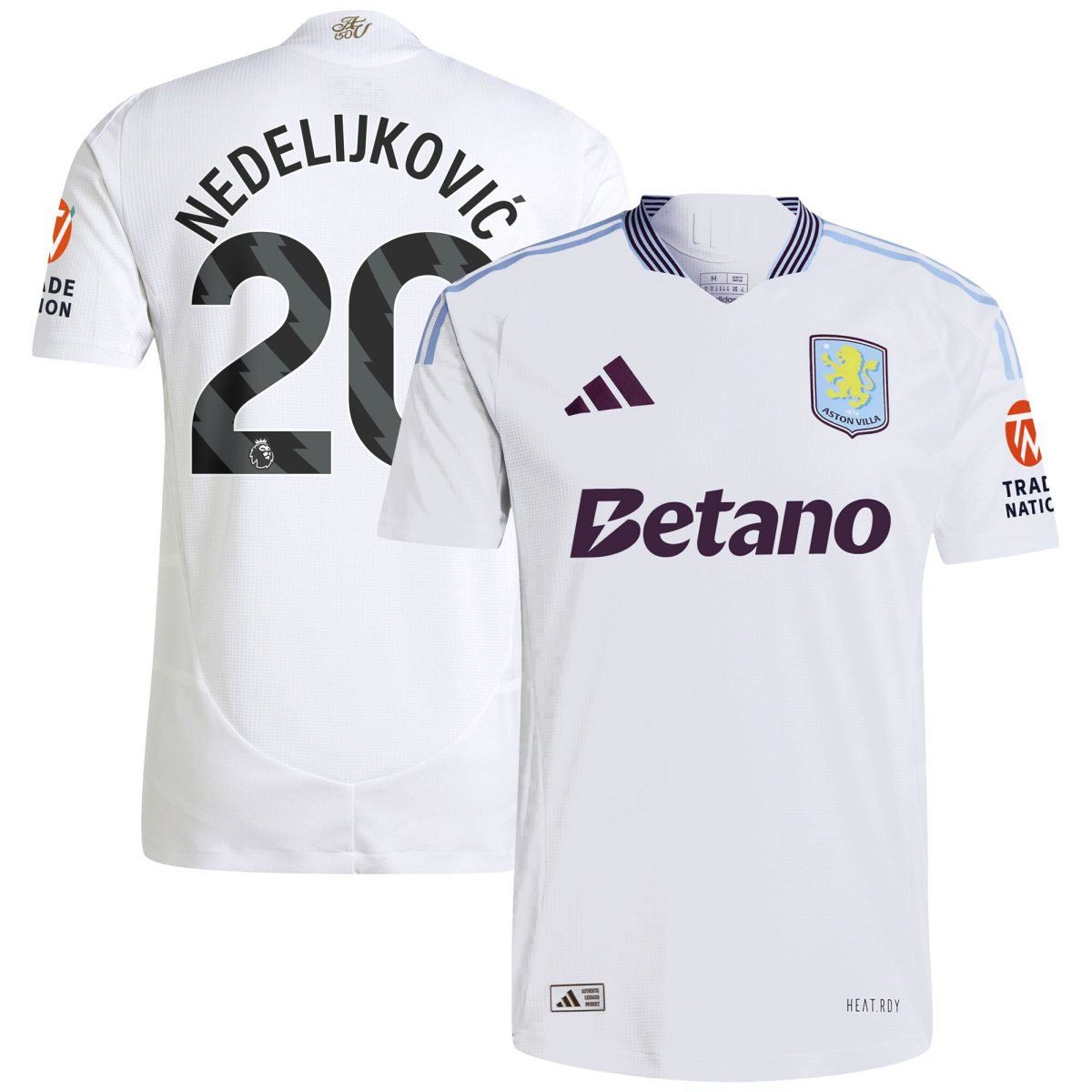 Aston Villa aston villa adidas away authentic shirt 2024-25 with nedeljković 20 printing Collection | AVFC Jerseys & Fan Gear