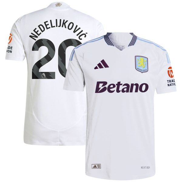 Aston Villa aston villa adidas away authentic shirt 2024-25 with nedeljković 20 printing Collection | AVFC Jerseys & Fan Gear