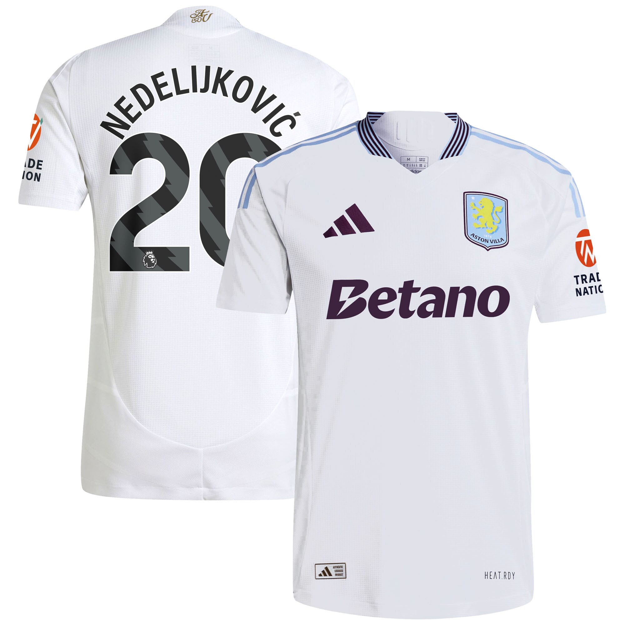 Aston Villa aston villa adidas away authentic shirt 2024-25 with nedeljković 20 printing Collection | AVFC Jerseys & Fan Gear