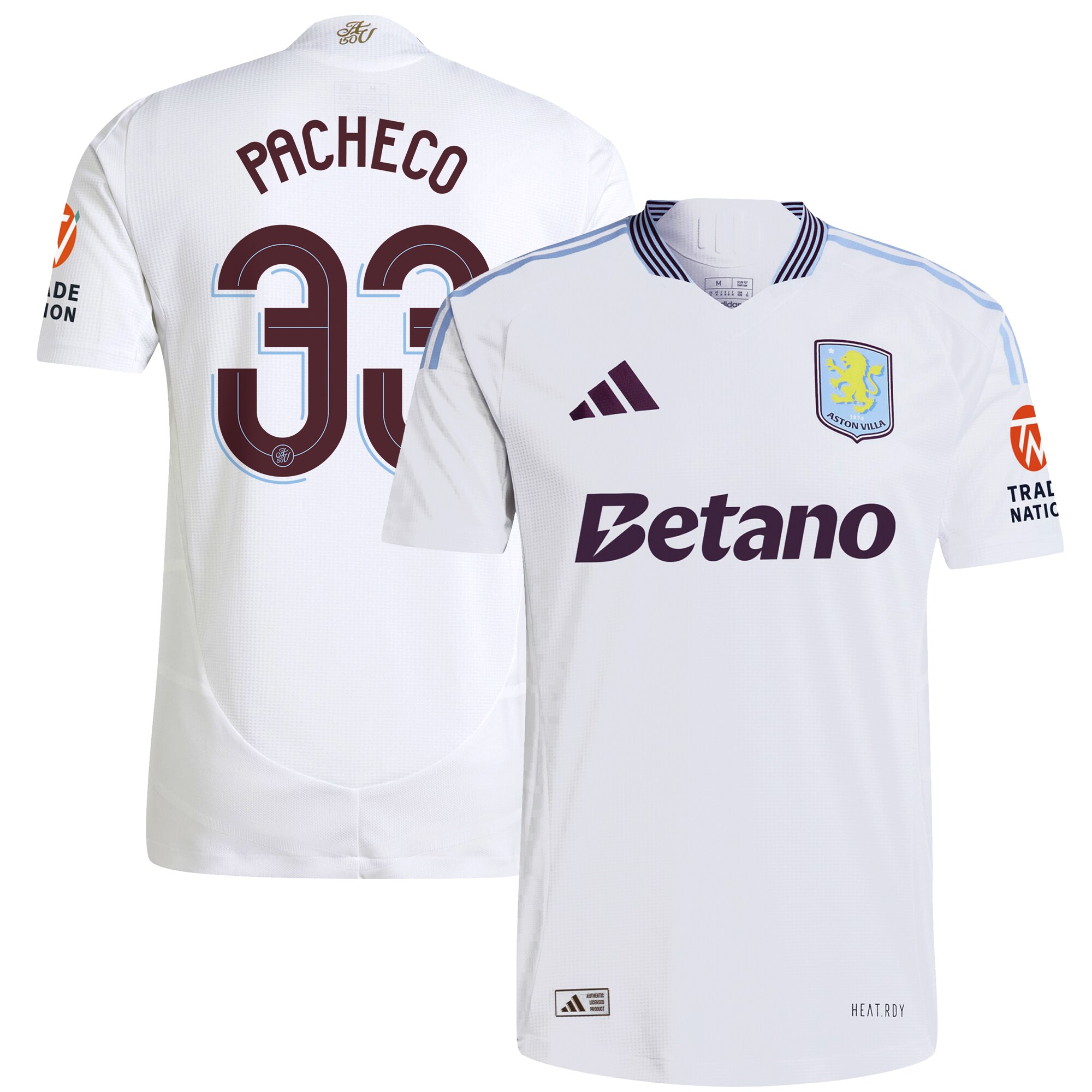 Aston Villa aston villa adidas away authentic shirt 2024-25 with pacheco 33 cup printing Collection | AVFC Jerseys & Fan Gear