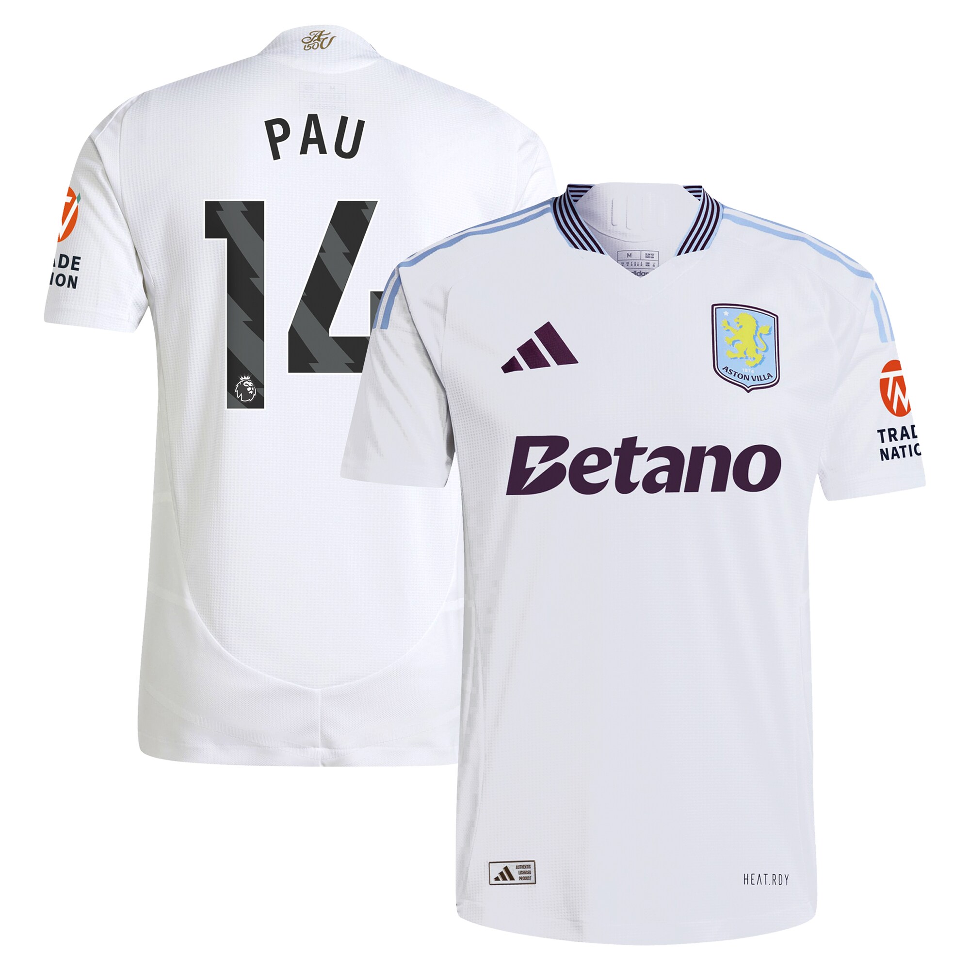 Aston Villa aston villa adidas away authentic shirt 2024-25 with pau 14 printing Collection | AVFC Jerseys & Fan Gear