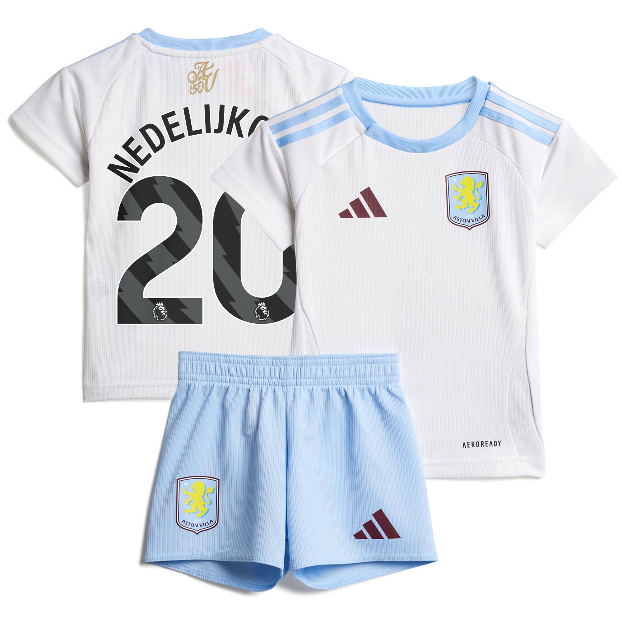 Aston Villa aston villa adidas away baby kit 2024-25 with nedeljković 20 printing Collection | AVFC Jerseys & Fan Gear