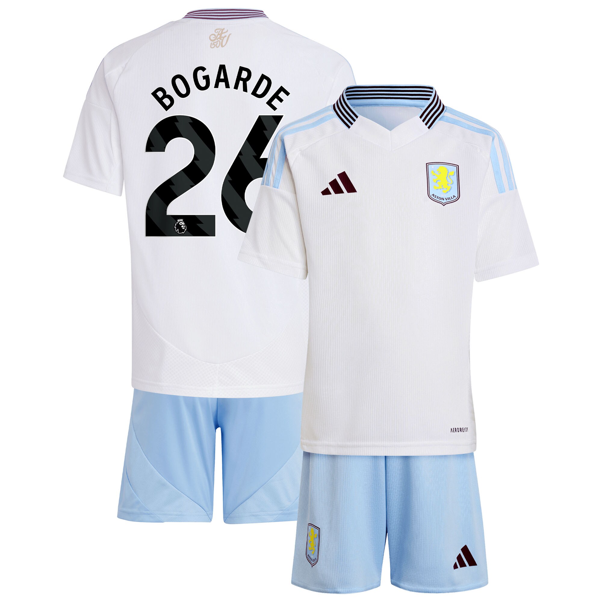 Aston Villa aston villa adidas away mini kit 2024-25 with bogarde 26 printing Collection | AVFC Jerseys & Fan Gear