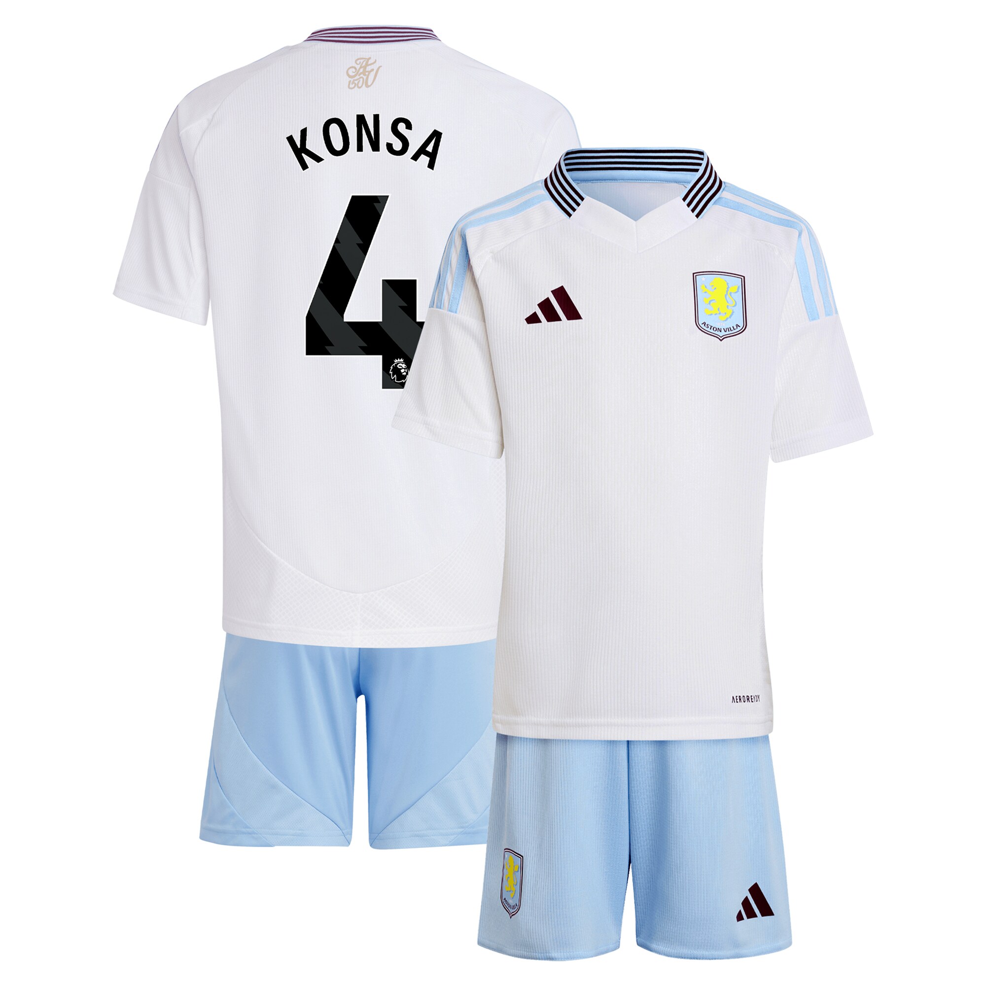 Aston Villa aston villa adidas away mini kit 2024-25 with konsa 4 printing Collection | AVFC Jerseys & Fan Gear