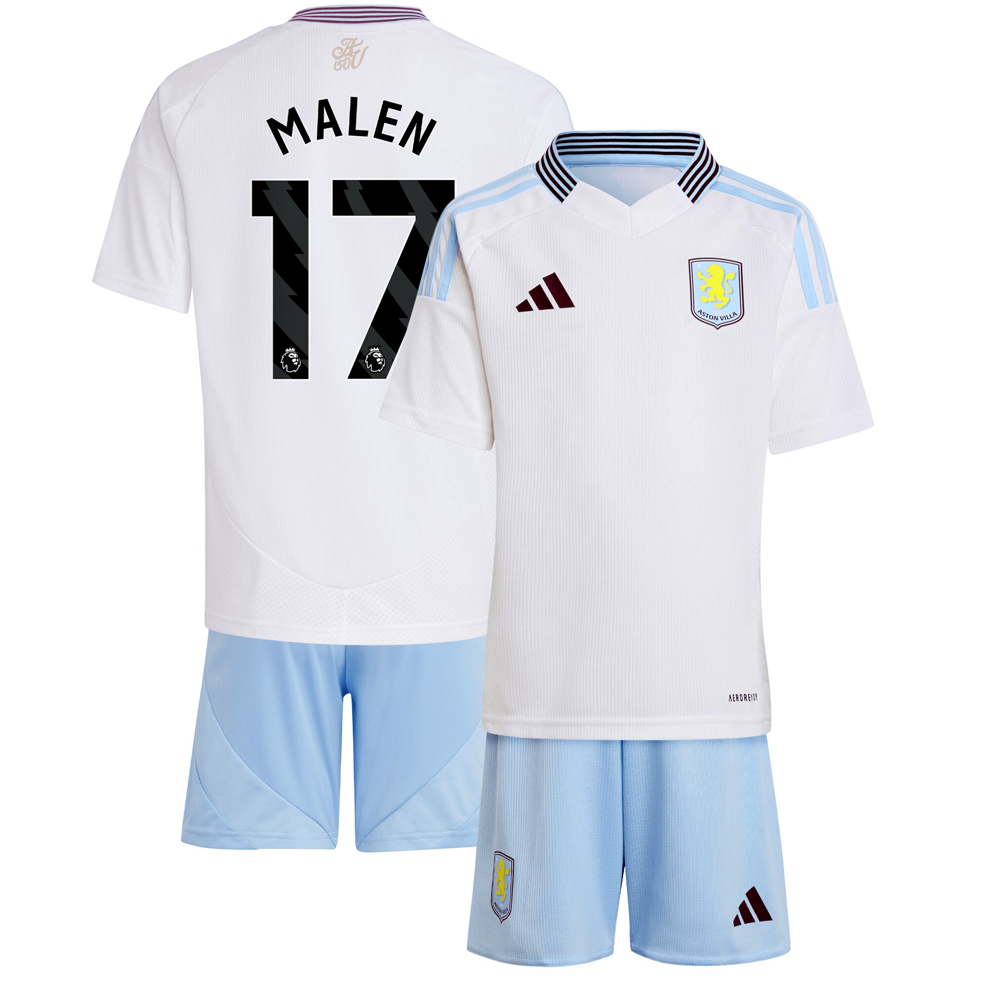 Aston Villa aston villa adidas away mini kit 2024-25 with malen 17 printing Collection | AVFC Jerseys & Fan Gear