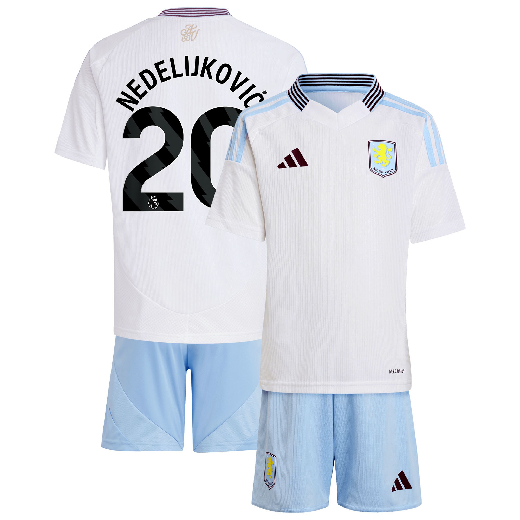 Aston Villa aston villa adidas away mini kit 2024-25 with nedeljković 20 printing Collection | AVFC Jerseys & Fan Gear