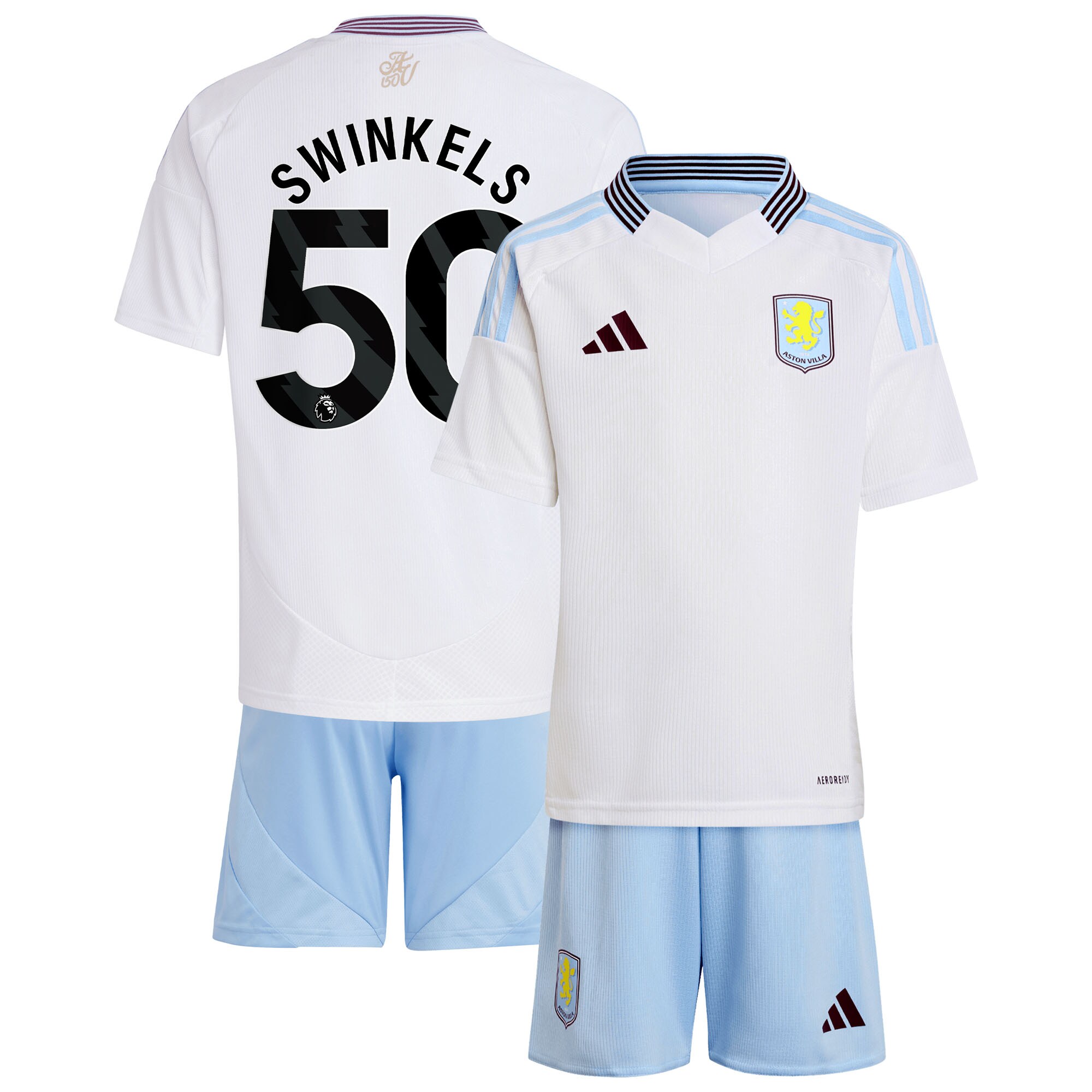 Aston Villa aston villa adidas away mini kit 2024-25 with swinkels 50 printing Collection | AVFC Jerseys & Fan Gear