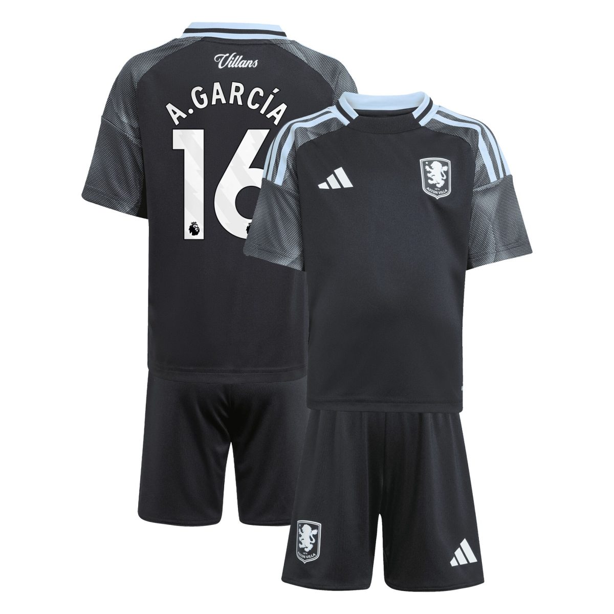 Aston Villa aston villa adidas away mini kit 2025-26 with a.garcía 16 printing Collection | AVFC Jerseys & Fan Gear