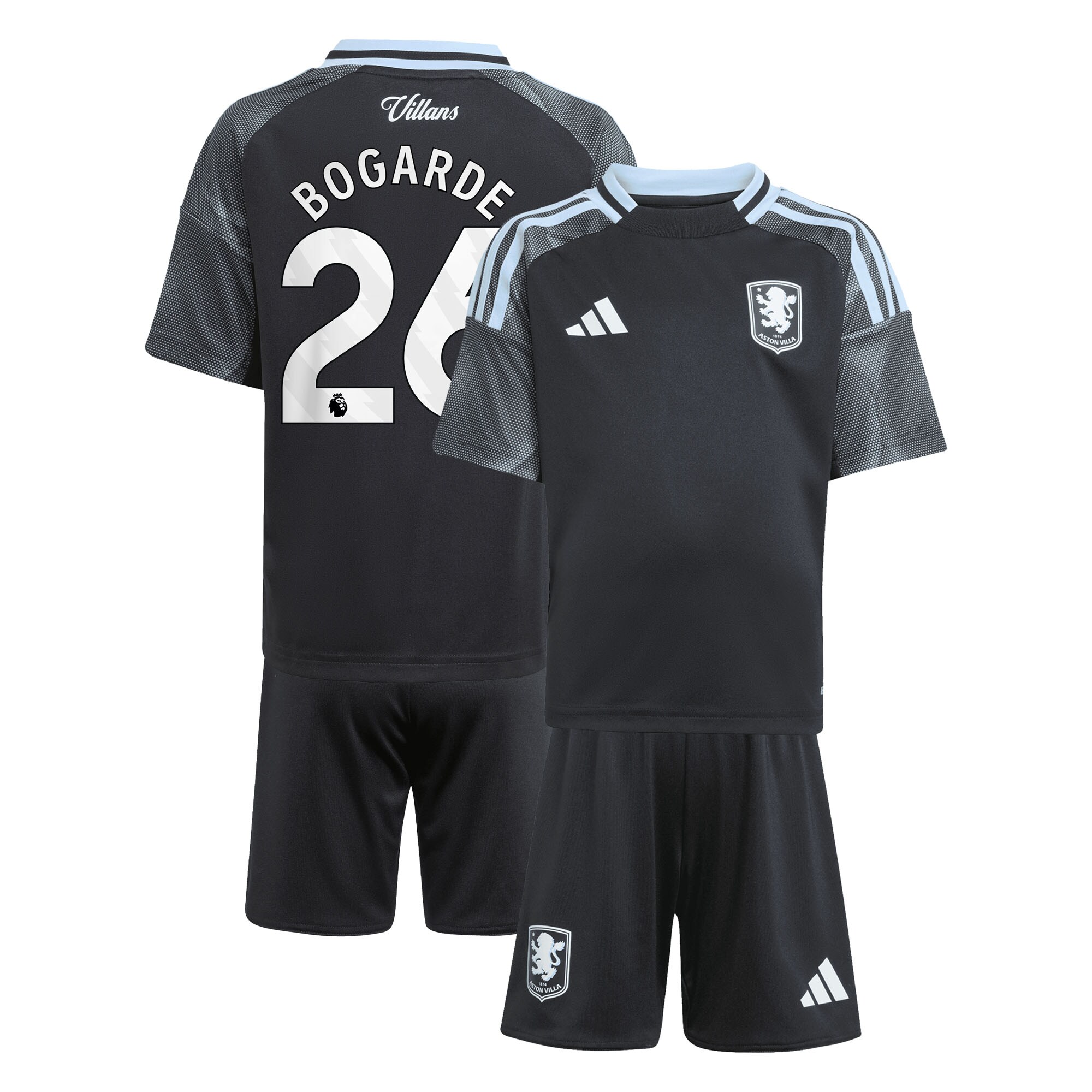 Aston Villa aston villa adidas away mini kit 2025-26 with bogarde 26 printing Collection | AVFC Jerseys & Fan Gear