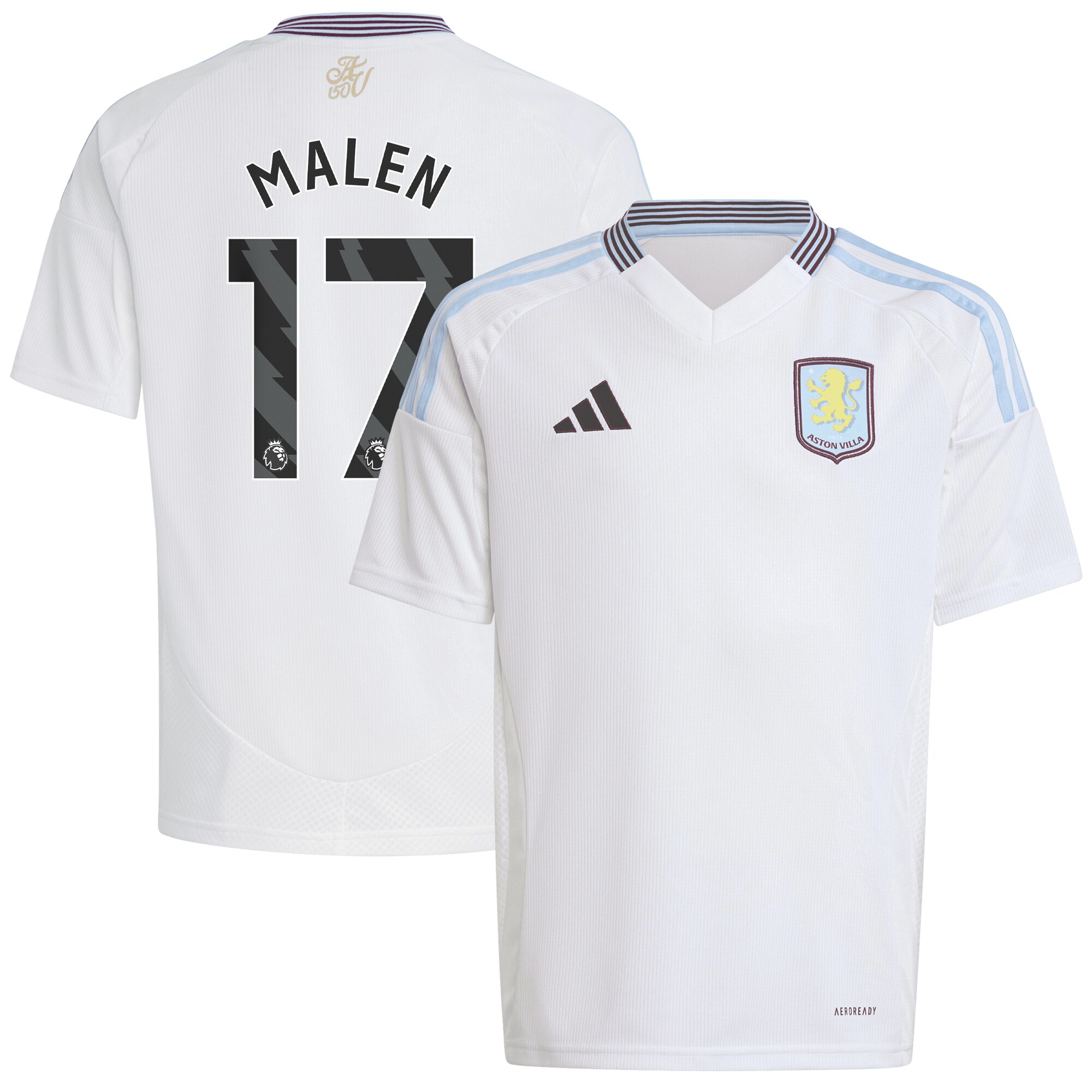 Aston Villa aston villa adidas away shirt 2024-25 – kids with malen 17 printing Collection | AVFC Jerseys & Fan Gear