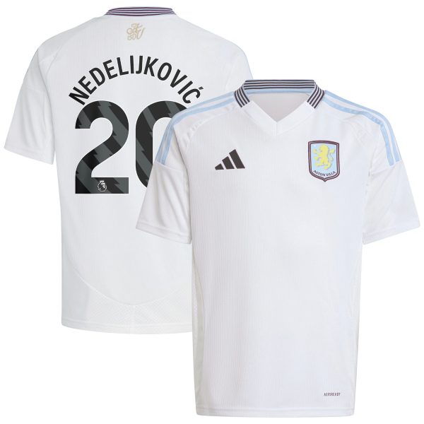 Aston Villa aston villa adidas away shirt 2024-25 – kids with nedeljković 20 printing Collection | AVFC Jerseys & Fan Gear