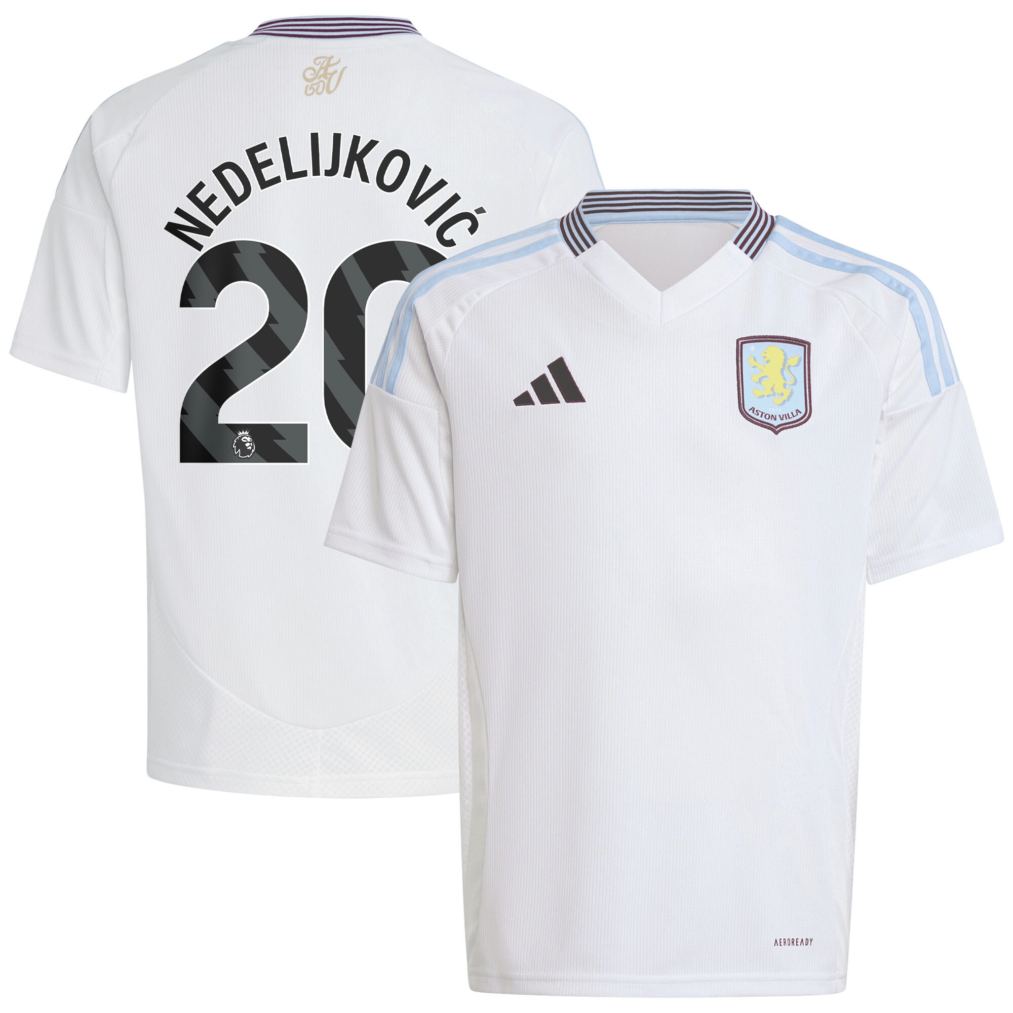 Aston Villa aston villa adidas away shirt 2024-25 – kids with nedeljković 20 printing Collection | AVFC Jerseys & Fan Gear