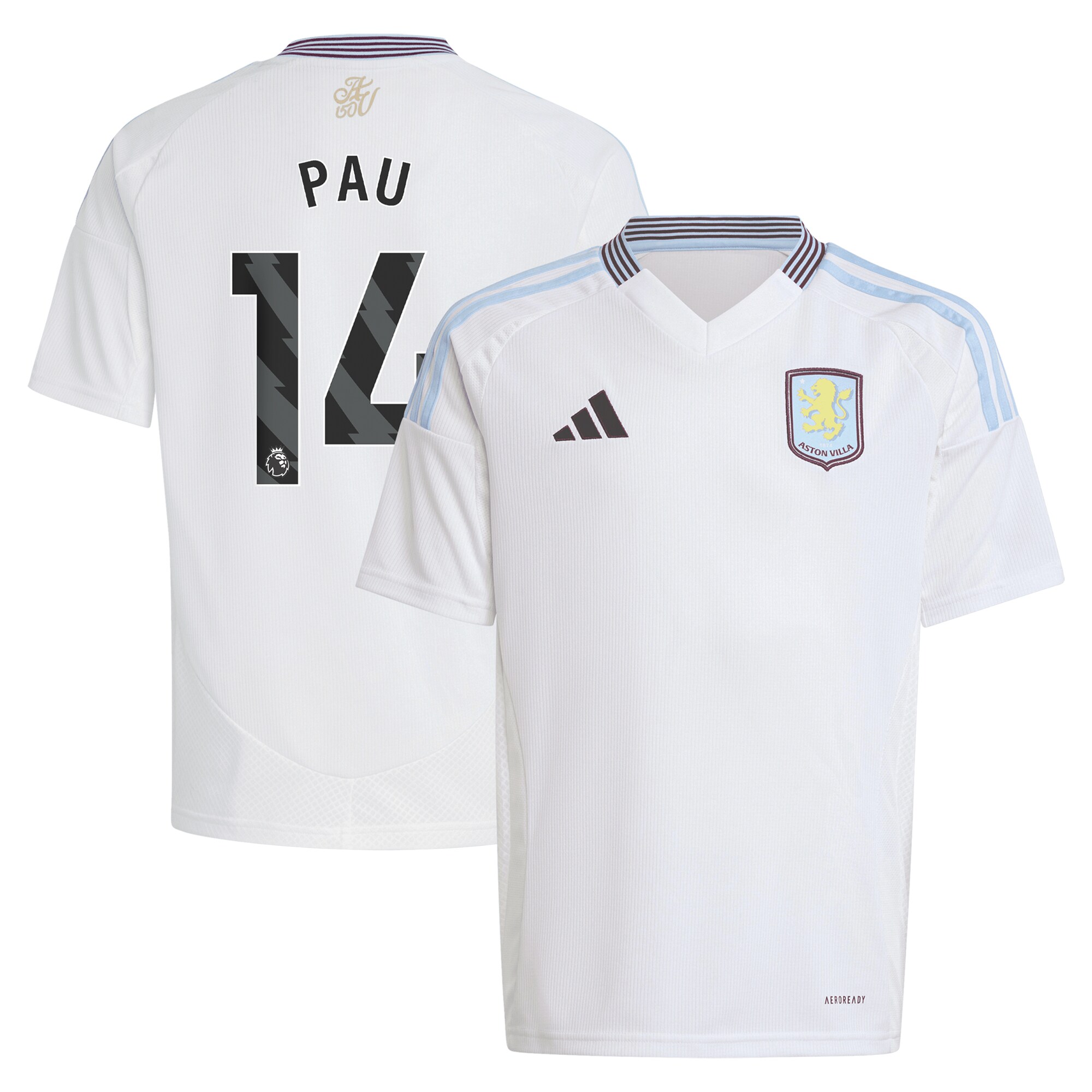Aston Villa aston villa adidas away shirt 2024-25 – kids with pau 14 printing Collection | AVFC Jerseys & Fan Gear