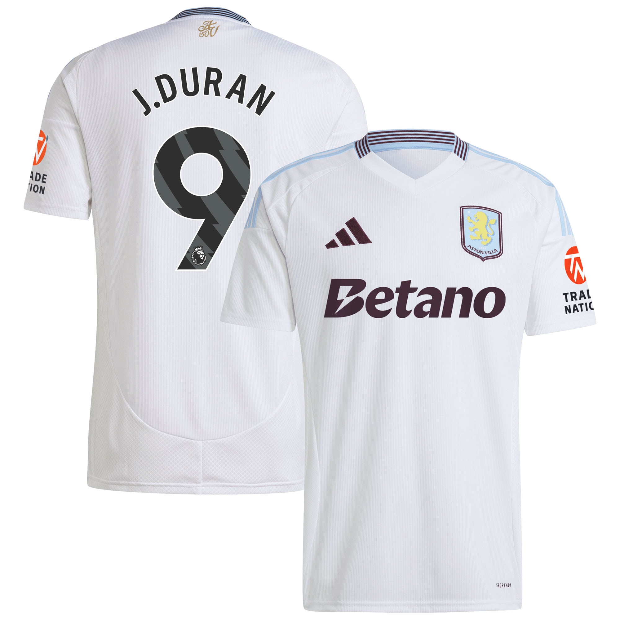 Aston Villa aston villa adidas away shirt 2024-25 with j.duran 9 printing Collection | AVFC Jerseys & Fan Gear