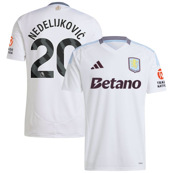 Aston Villa aston villa adidas away shirt 2024-25 with nedeljković 20 printing Collection | AVFC Jerseys & Fan Gear