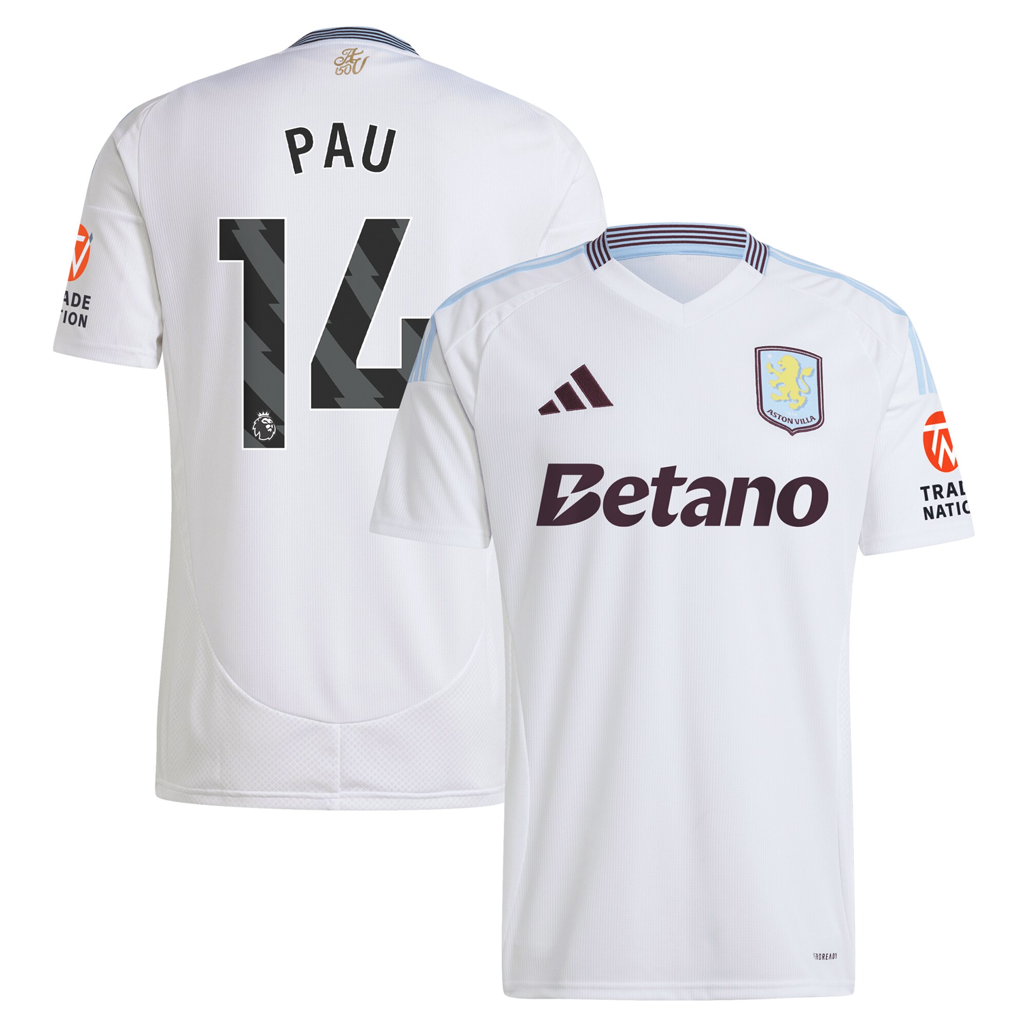 Aston Villa aston villa adidas away shirt 2024-25 with pau 14 printing Collection | AVFC Jerseys & Fan Gear
