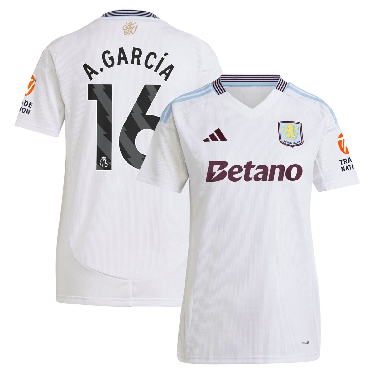 Aston Villa aston villa adidas away shirt 2024-25 – womens with a.garcía 16 printing Collection | AVFC Jerseys & Fan Gear