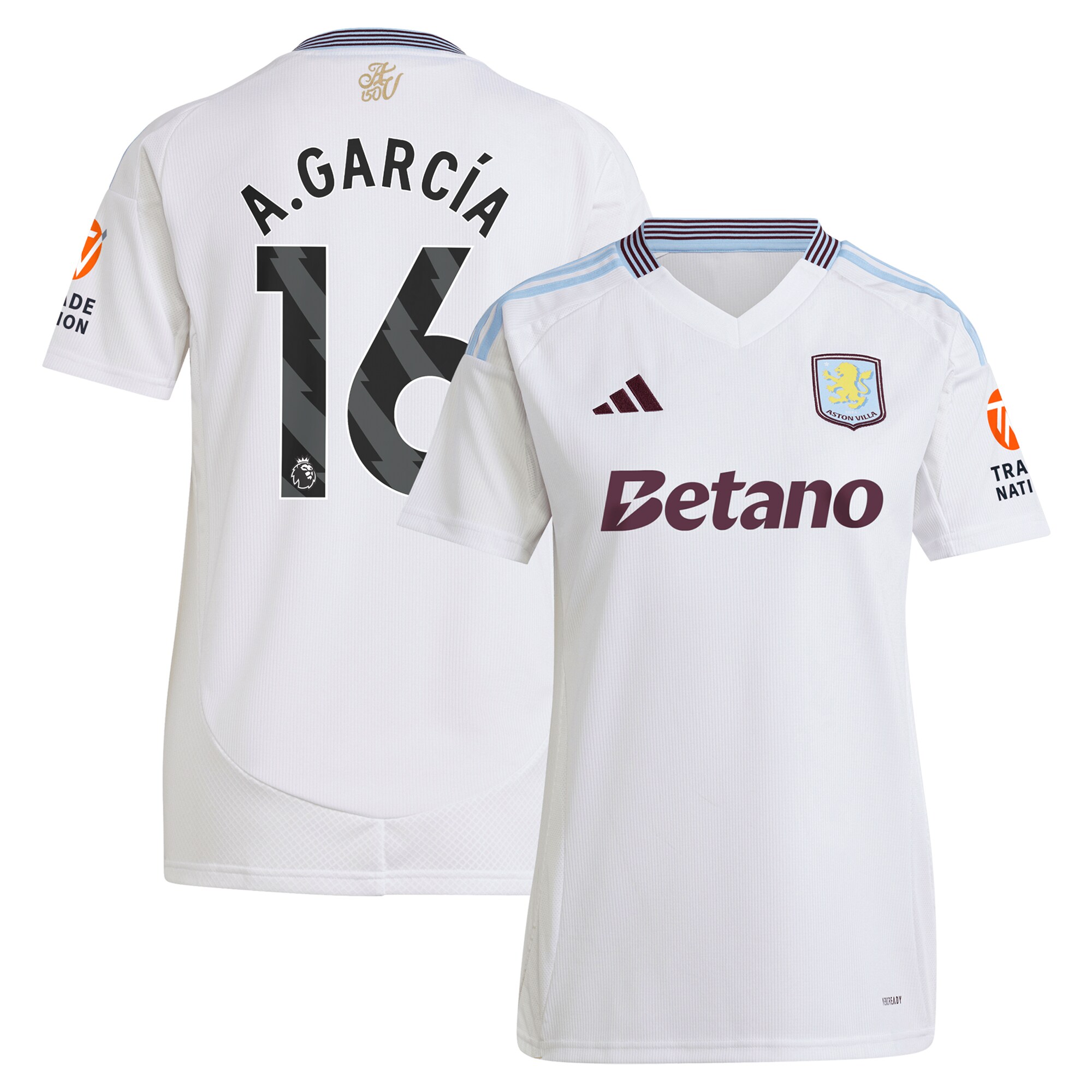 Aston Villa aston villa adidas away shirt 2024-25 – womens with a.garcía 16 printing Collection | AVFC Jerseys & Fan Gear