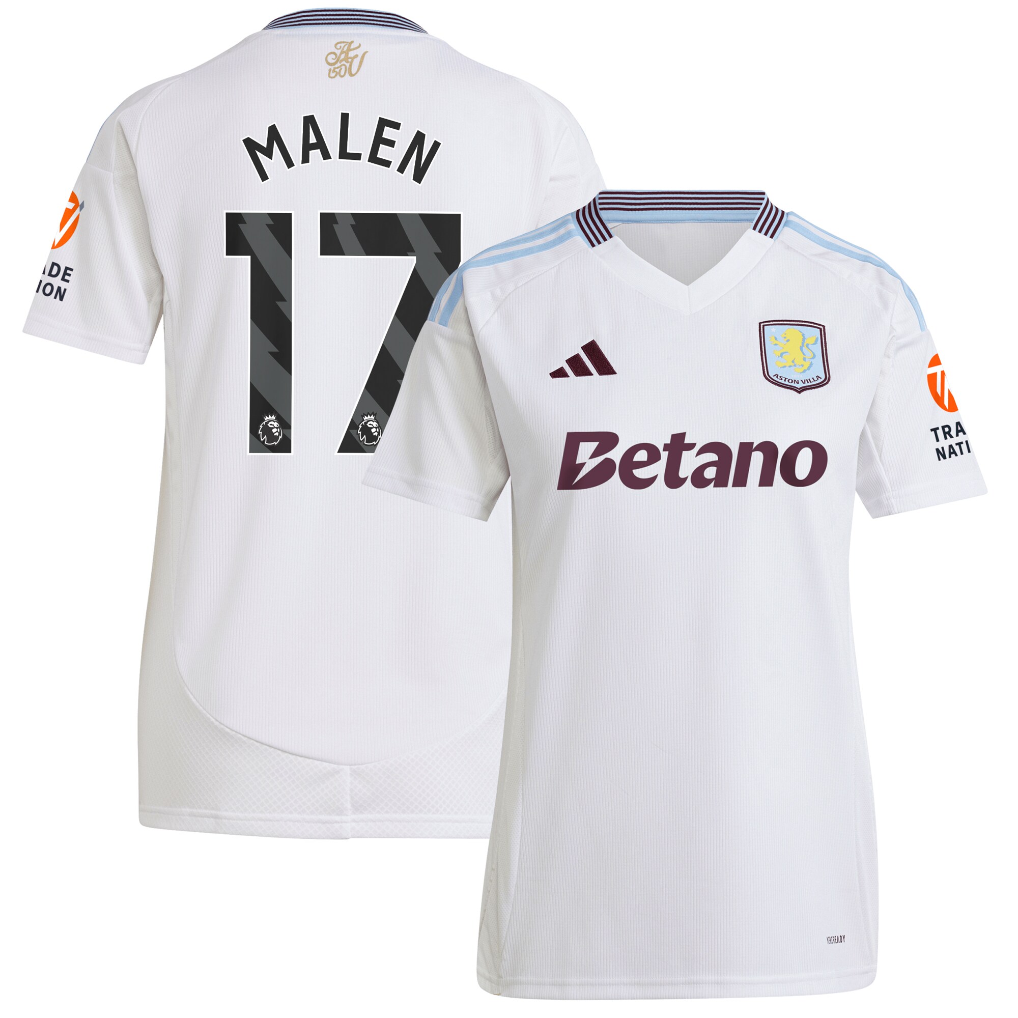 Aston Villa aston villa adidas away shirt 2024-25 – womens with malen 17 printing Collection | AVFC Jerseys & Fan Gear