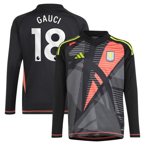 Aston Villa aston villa adidas goalkeeper shirt 2024-25 – long sleeve – kids with gauci 18 printing – 202029323 Collection | AVFC Jerseys & Fan Gear