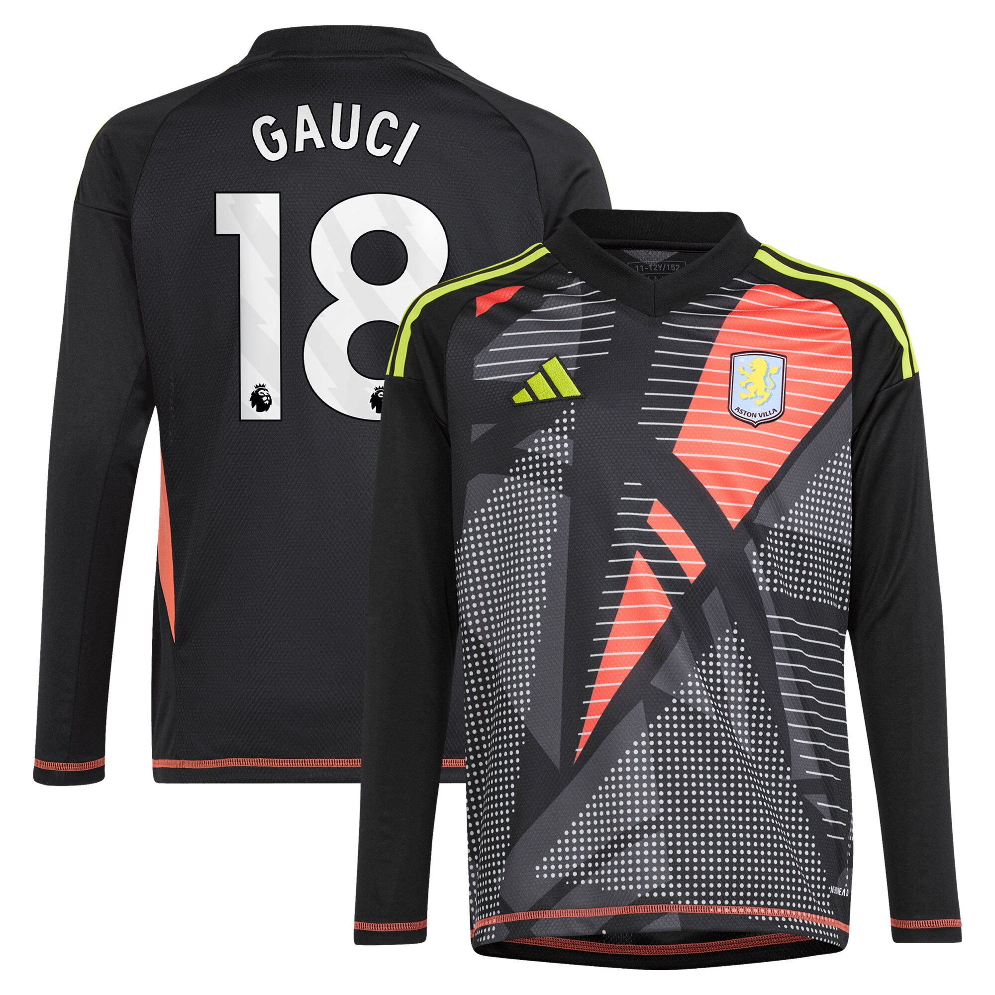 Aston Villa aston villa adidas goalkeeper shirt 2024-25 – long sleeve – kids with gauci 18 printing – 202029323 Collection | AVFC Jerseys & Fan Gear