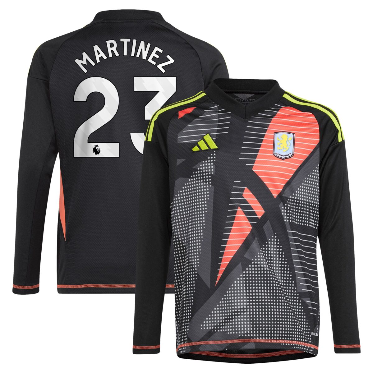 Aston Villa aston villa adidas goalkeeper shirt 2024-25 – long sleeve – kids with martinez 23 printing – 202029325 Collection | AVFC Jerseys & Fan Gear
