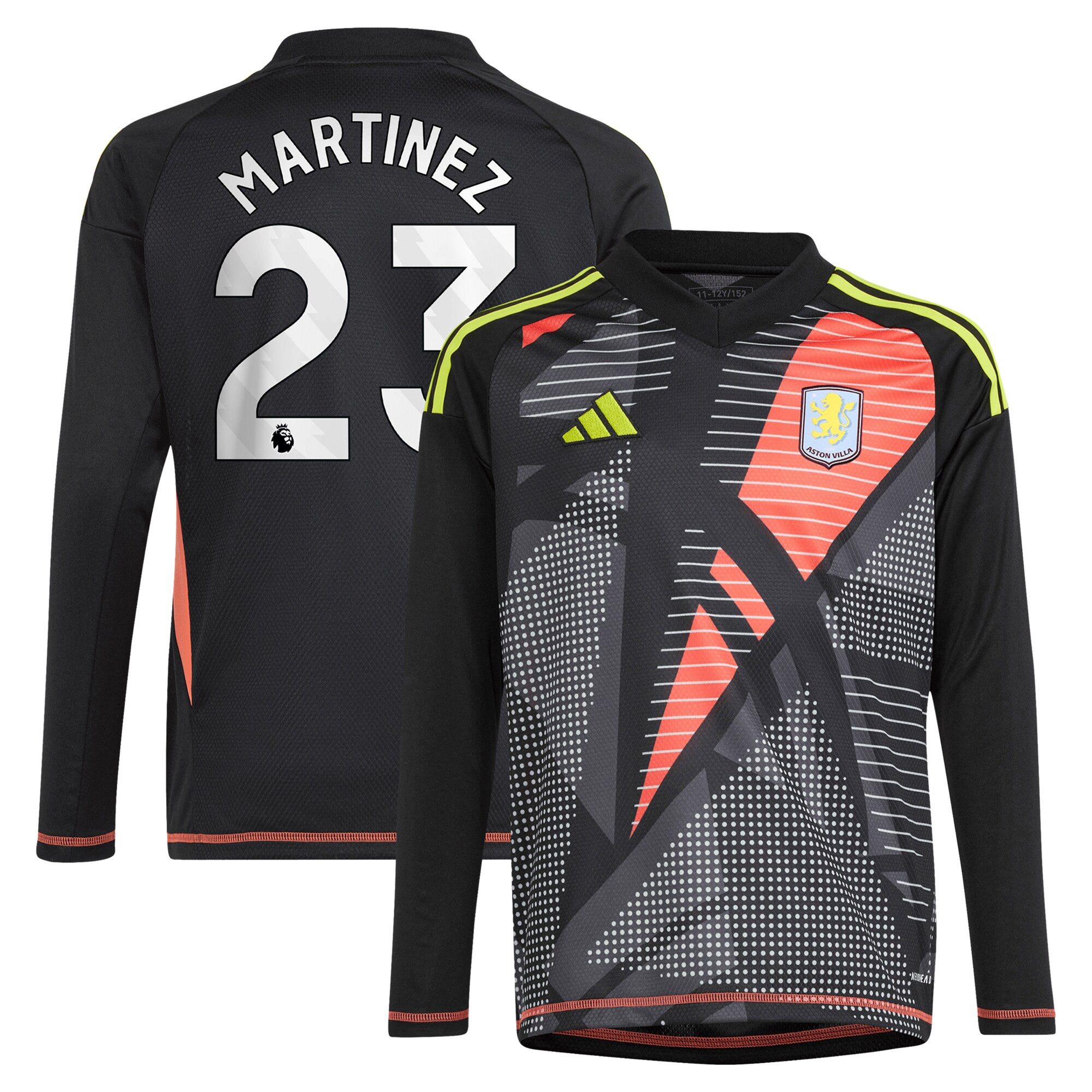 Aston Villa aston villa adidas goalkeeper shirt 2024-25 – long sleeve – kids with martinez 23 printing – 202029325 Collection | AVFC Jerseys & Fan Gear