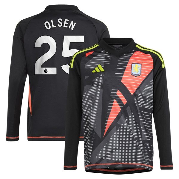 Aston Villa aston villa adidas goalkeeper shirt 2024-25 – long sleeve – kids with olsen 25 printing – 202029322 Collection | AVFC Jerseys & Fan Gear