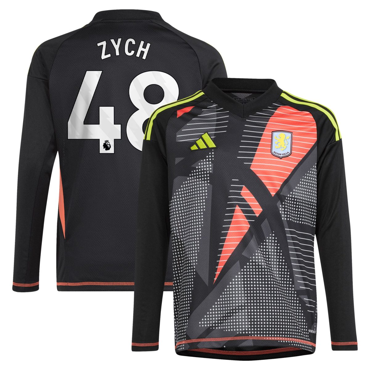 Aston Villa aston villa adidas goalkeeper shirt 2024-25 – long sleeve – kids with zych 48 printing – 202153091 Collection | AVFC Jerseys & Fan Gear