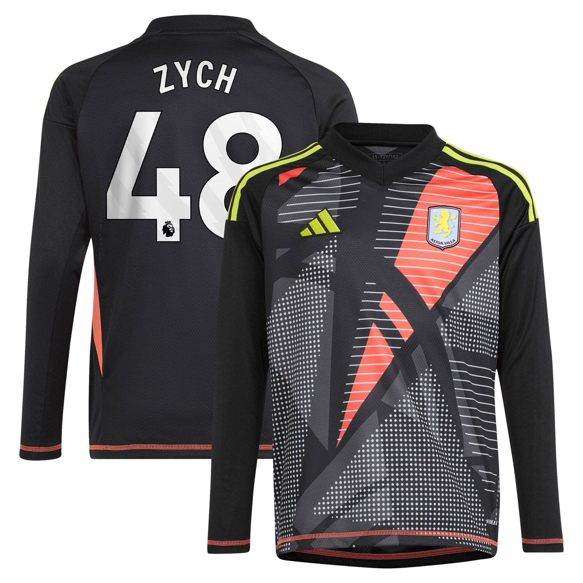 Aston Villa aston villa adidas goalkeeper shirt 2024-25 – long sleeve – kids with zych 48 printing – 202153091 Collection | AVFC Jerseys & Fan Gear