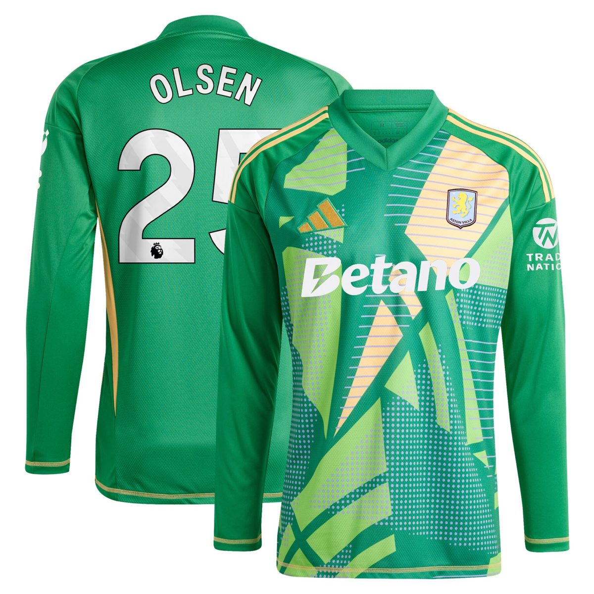 Aston Villa aston villa adidas goalkeeper shirt 2024-25 – long sleeve with olsen 25 printing Collection | AVFC Jerseys & Fan Gear