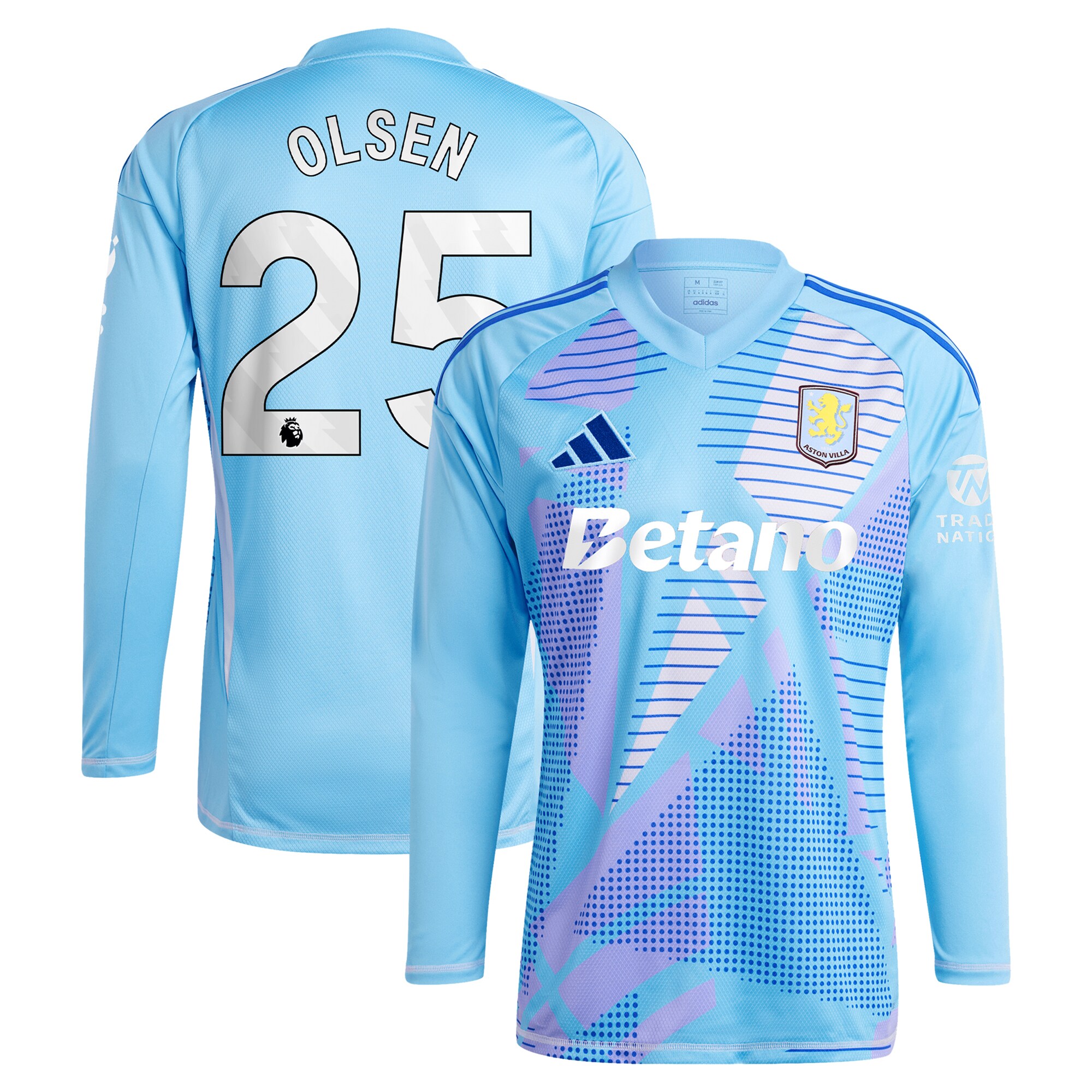 Aston Villa aston villa adidas goalkeeper shirt 2024-25 – long sleeve with olsen 25 printing – 202030976 Collection | AVFC Jerseys & Fan Gear