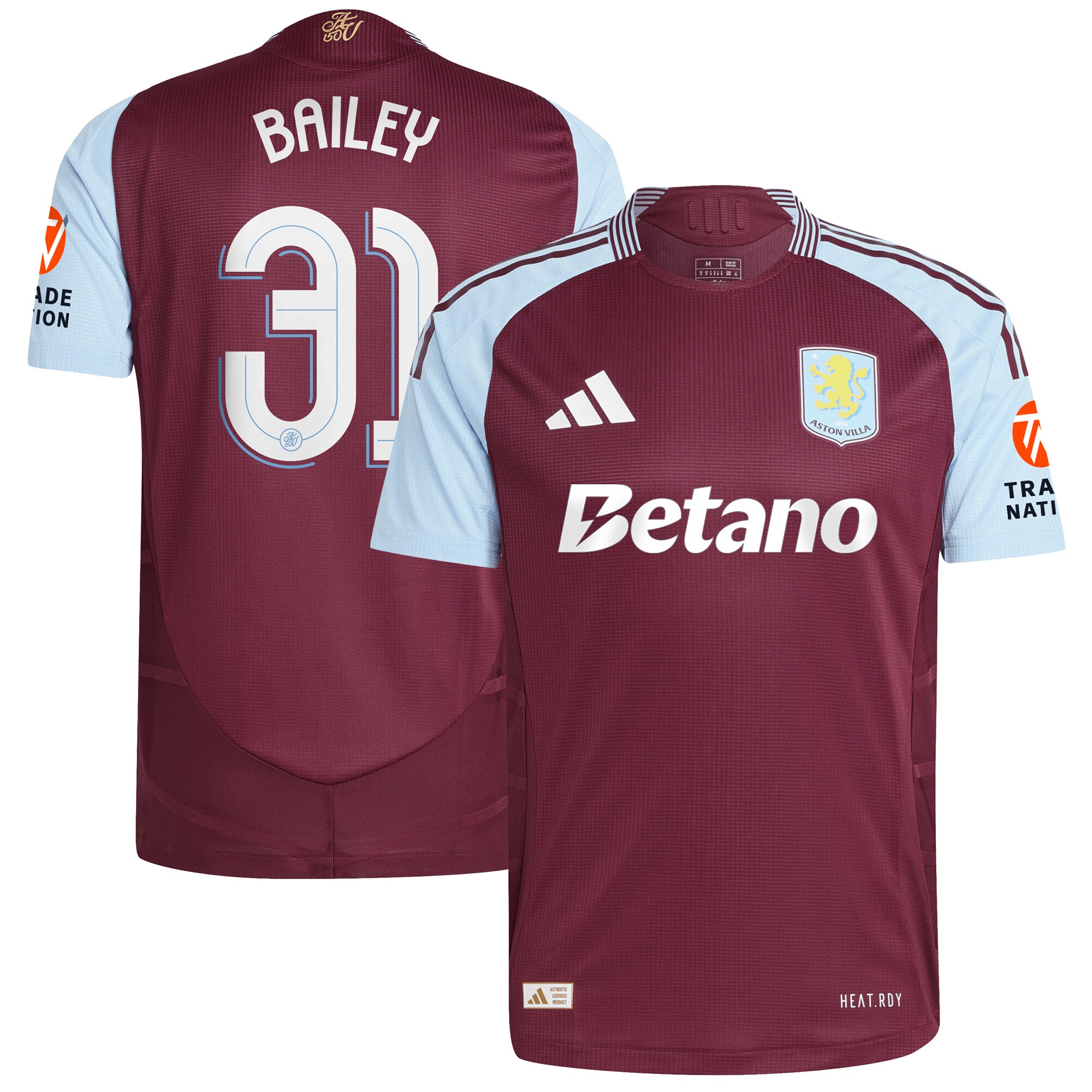 Aston Villa aston villa adidas home authentic shirt 2024-25 with bailey 31 cup printing Collection | AVFC Jerseys & Fan Gear