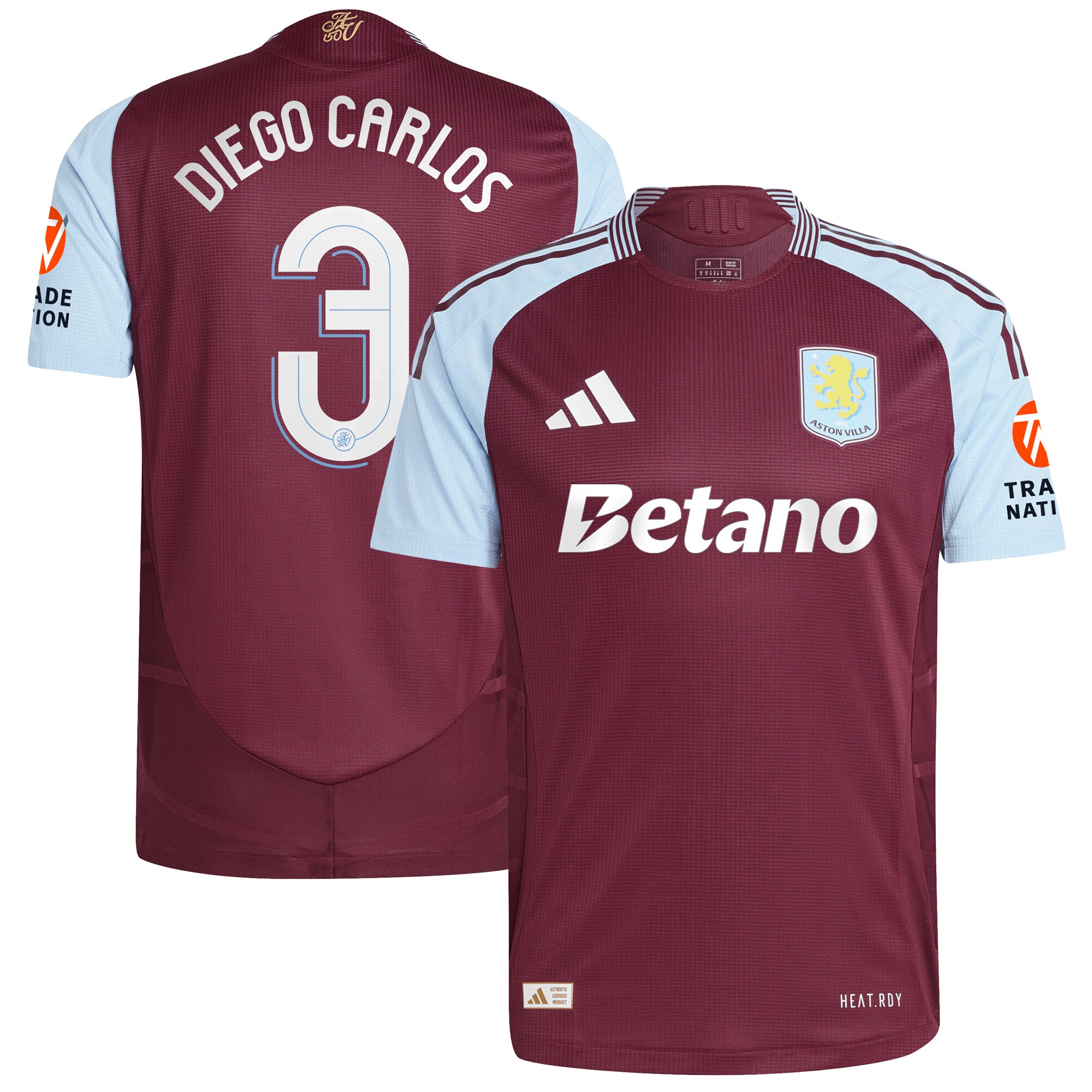 Aston Villa aston villa adidas home authentic shirt 2024-25 with diego carlos 3 cup printing Collection | AVFC Jerseys & Fan Gear