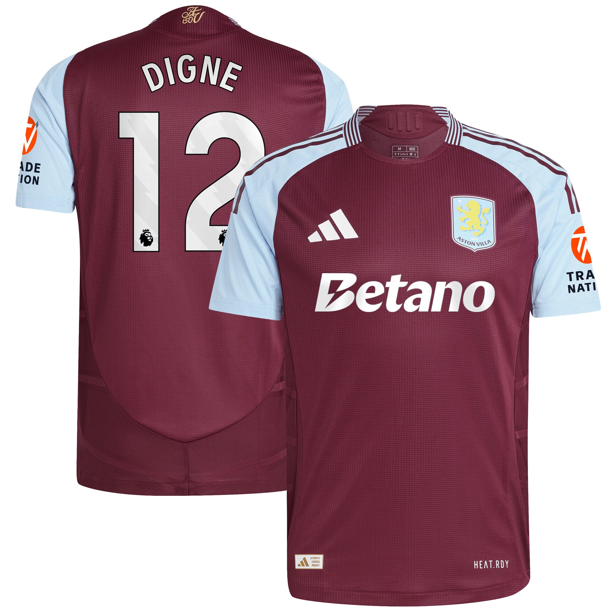 Aston Villa aston villa adidas home authentic shirt 2024-25 with digne 12 printing Collection | AVFC Jerseys & Fan Gear