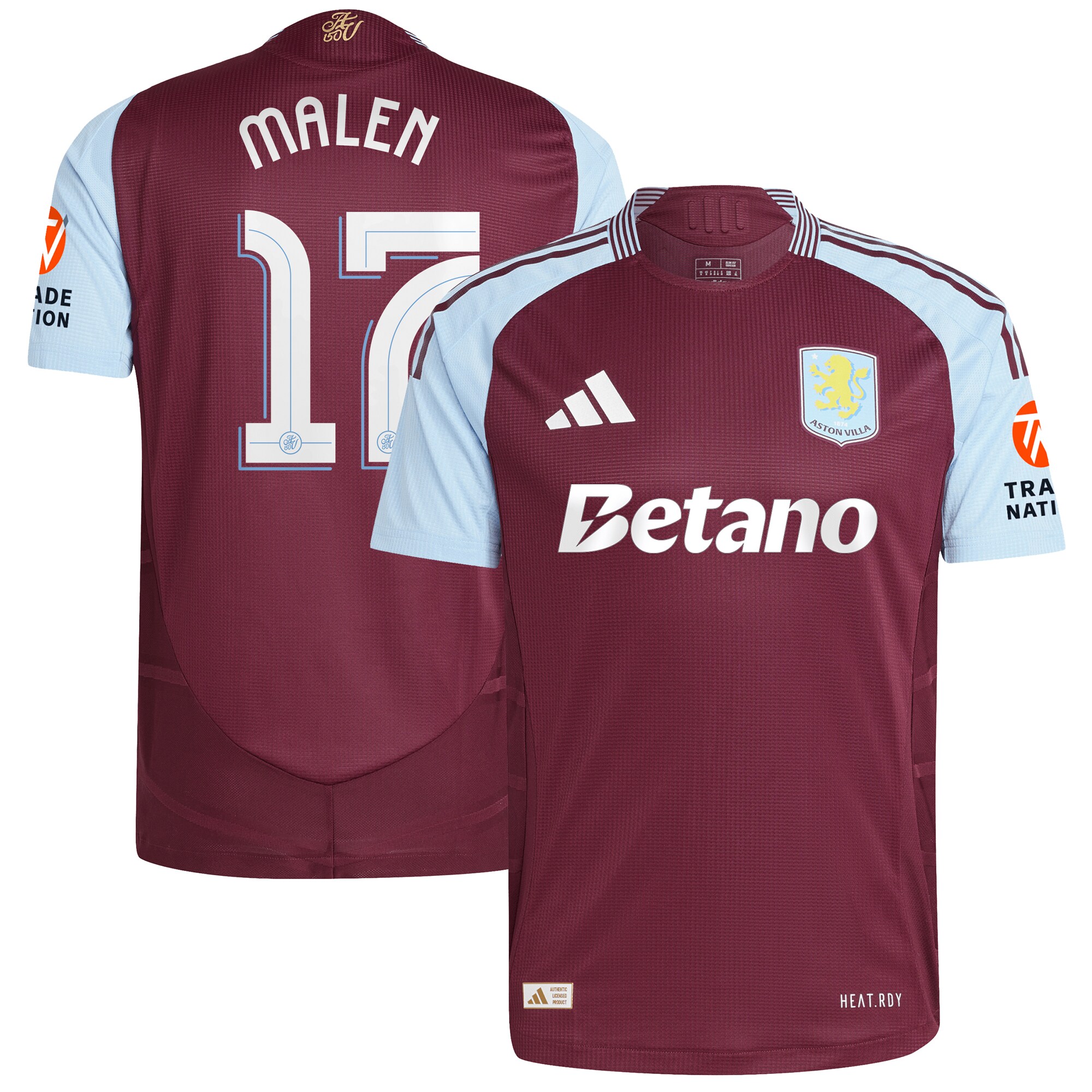 Aston Villa aston villa adidas home authentic shirt 2024-25 with malen 17 cup printing Collection | AVFC Jerseys & Fan Gear