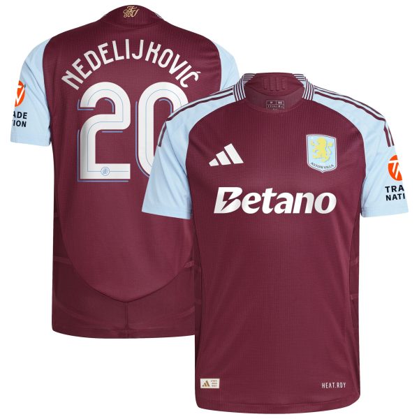 Aston Villa aston villa adidas home authentic shirt 2024-25 with nedeljković 20 cup printing Collection | AVFC Jerseys & Fan Gear