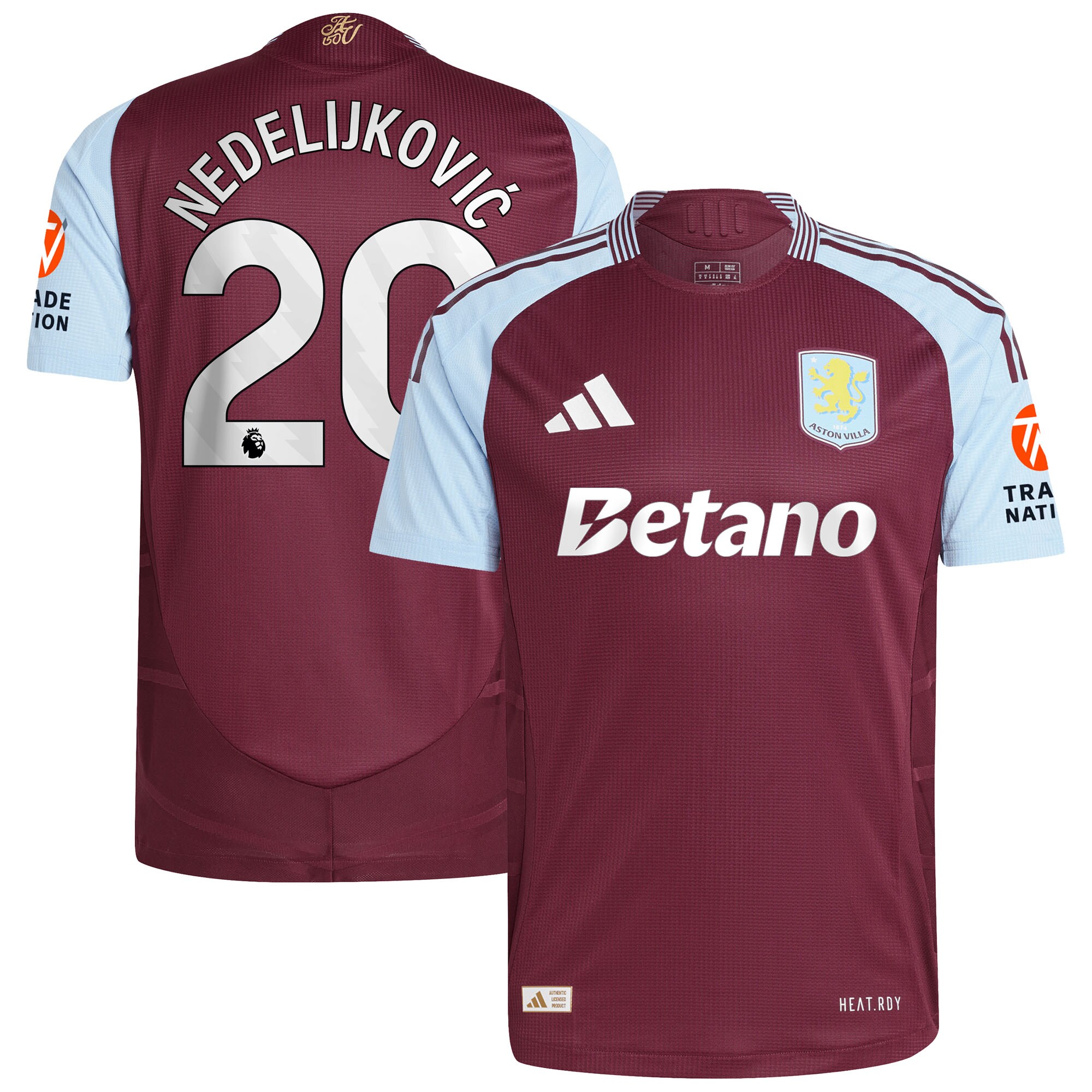 Aston Villa aston villa adidas home authentic shirt 2024-25 with nedeljković 20 printing Collection | AVFC Jerseys & Fan Gear