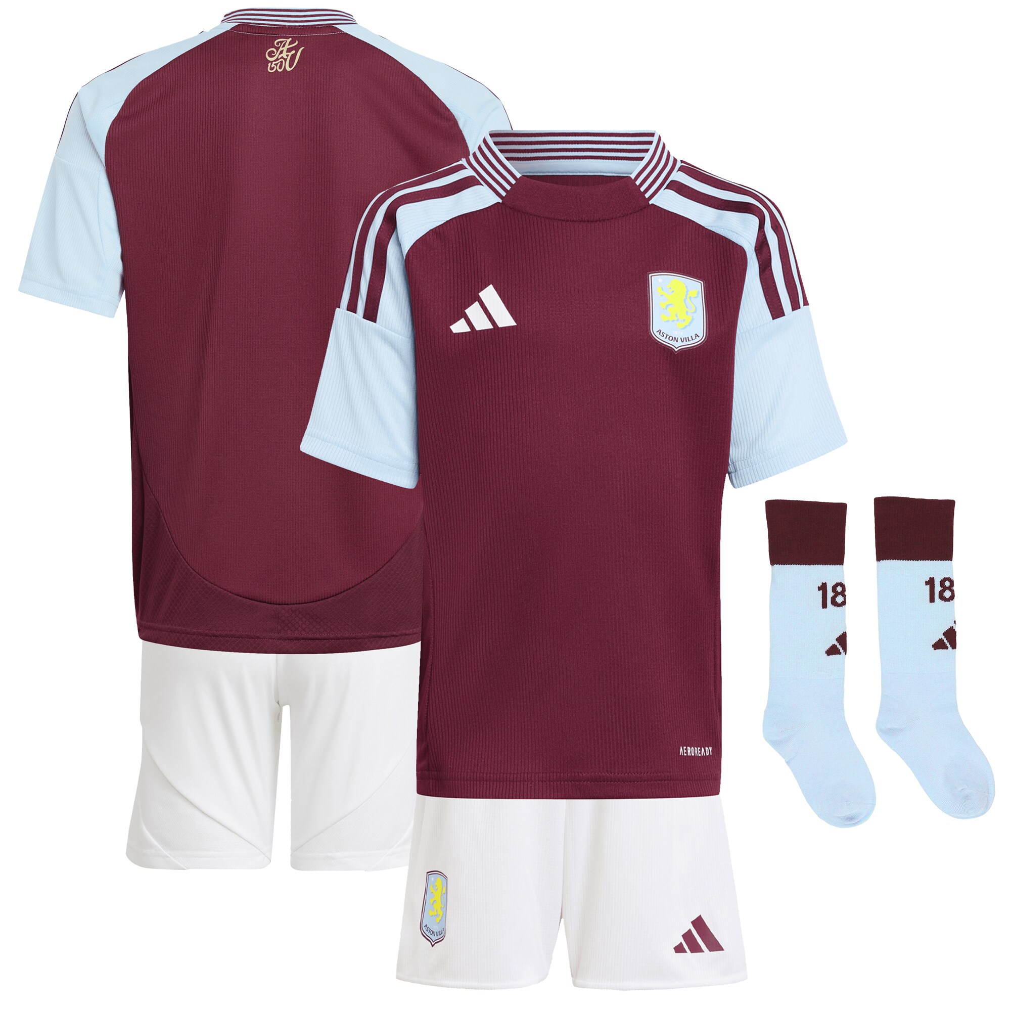 Aston Villa aston villa adidas home mini kit 2024-25 with custom printing Collection | AVFC Jerseys & Fan Gear