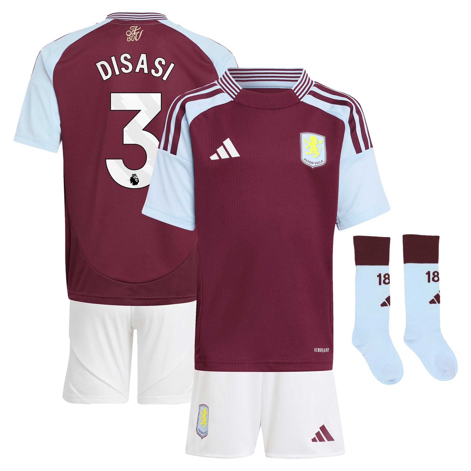 Aston Villa aston villa adidas home mini kit 2024-25 with disasi 3 printing Collection | AVFC Jerseys & Fan Gear