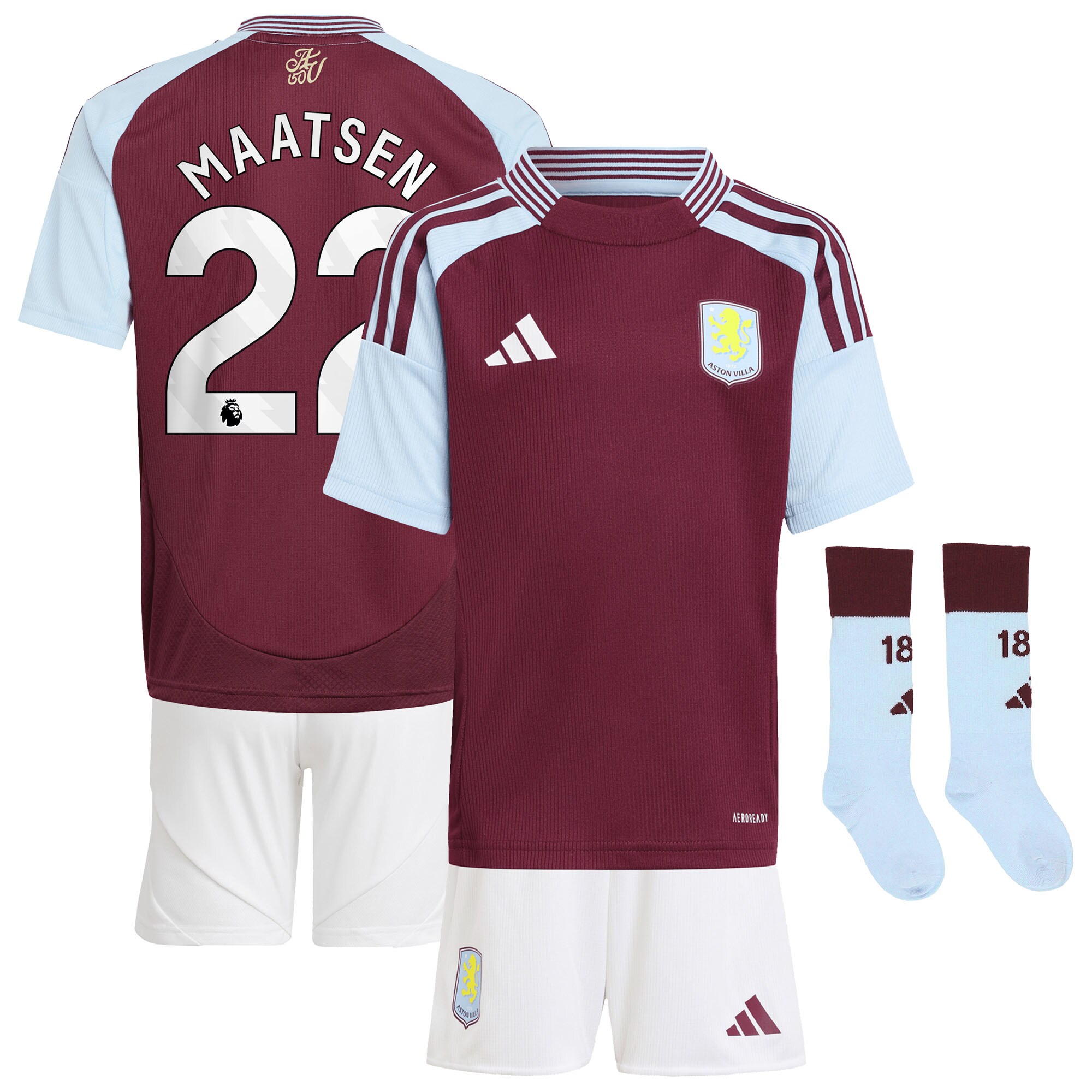 Aston Villa aston villa adidas home mini kit 2024-25 with maatsen 22 printing Collection | AVFC Jerseys & Fan Gear