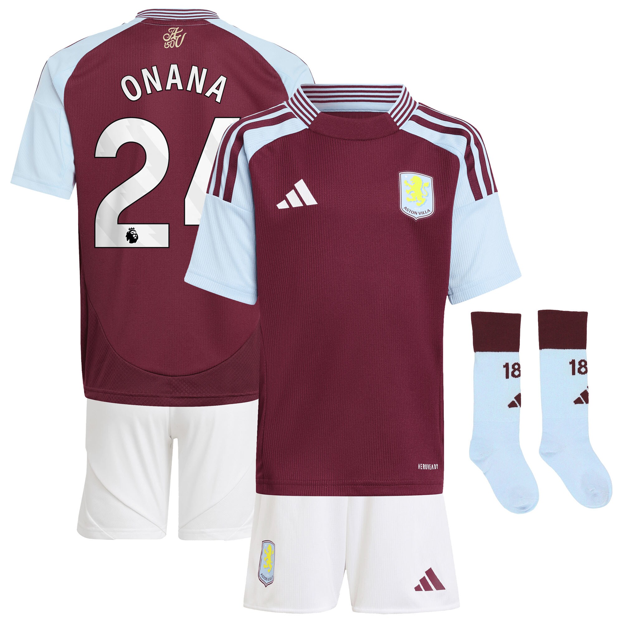 Aston Villa aston villa adidas home mini kit 2024-25 with onana 24 printing Collection | AVFC Jerseys & Fan Gear