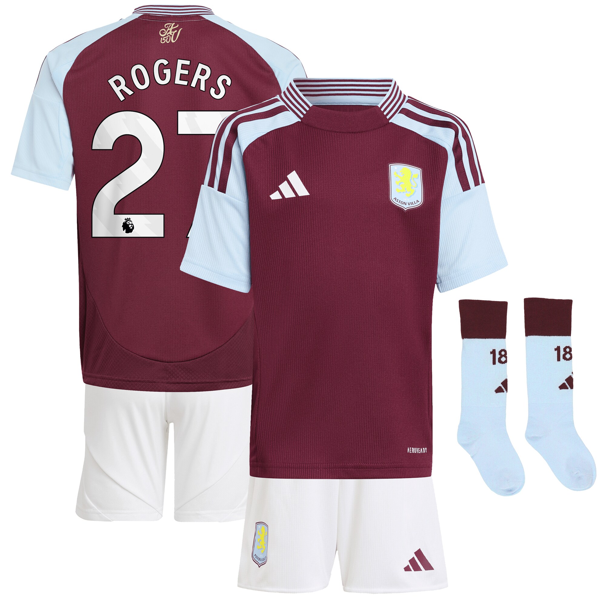 Aston Villa aston villa adidas home mini kit 2024-25 with rogers 27 printing Collection | AVFC Jerseys & Fan Gear