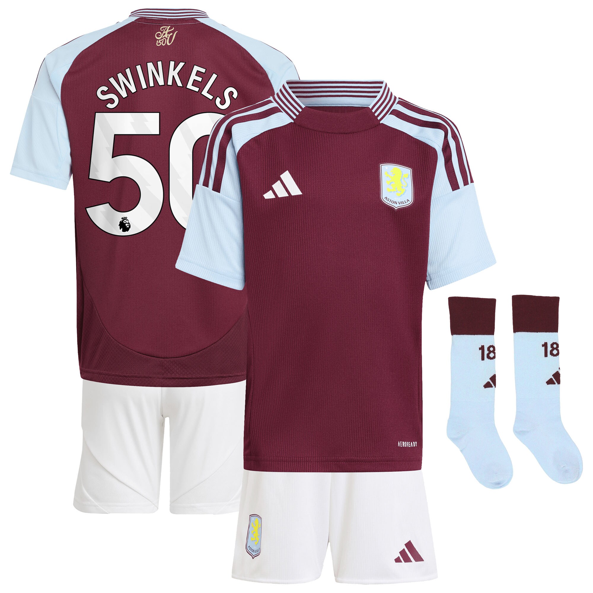 Aston Villa aston villa adidas home mini kit 2024-25 with swinkels 50 printing Collection | AVFC Jerseys & Fan Gear