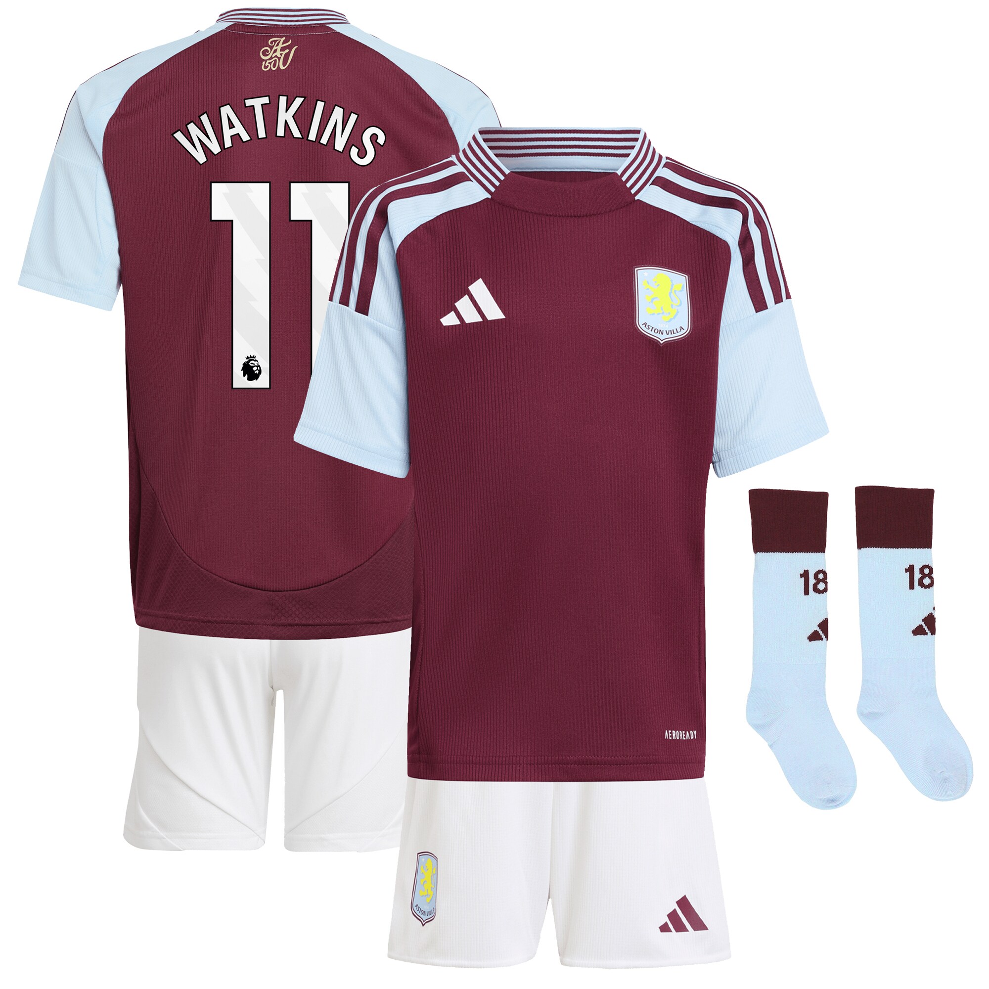 Aston Villa aston villa adidas home mini kit 2024-25 with watkins 11 printing Collection | AVFC Jerseys & Fan Gear