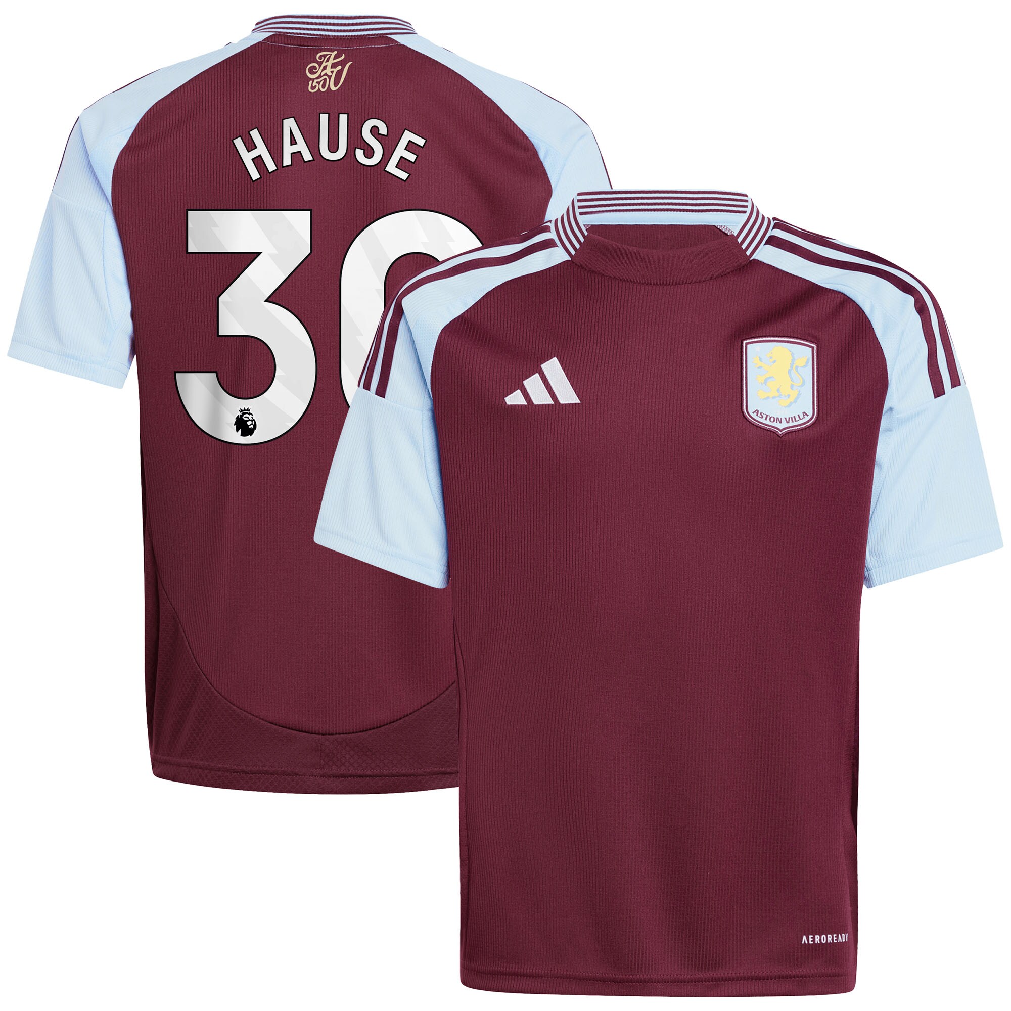 Aston Villa aston villa adidas home shirt 2024-25 – kids with hause 30 printing Collection | AVFC Jerseys & Fan Gear