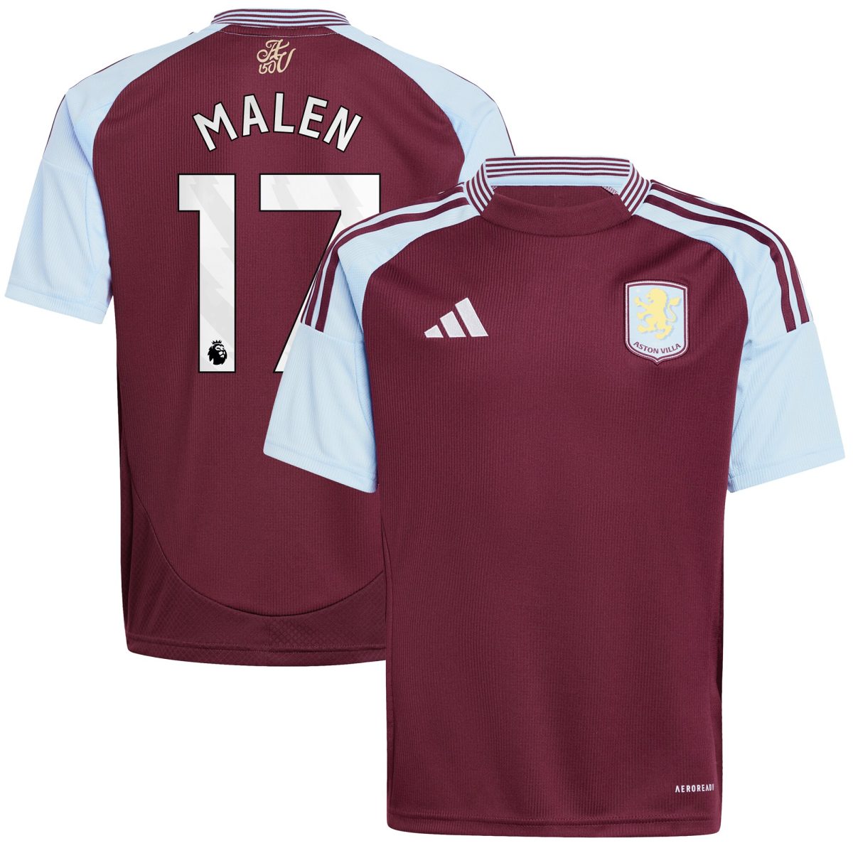 Aston Villa aston villa adidas home shirt 2024-25 – kids with malen 17 printing Collection | AVFC Jerseys & Fan Gear